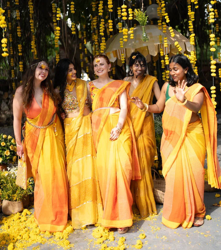 East-West Yellow Orange Saree - BANANA labs