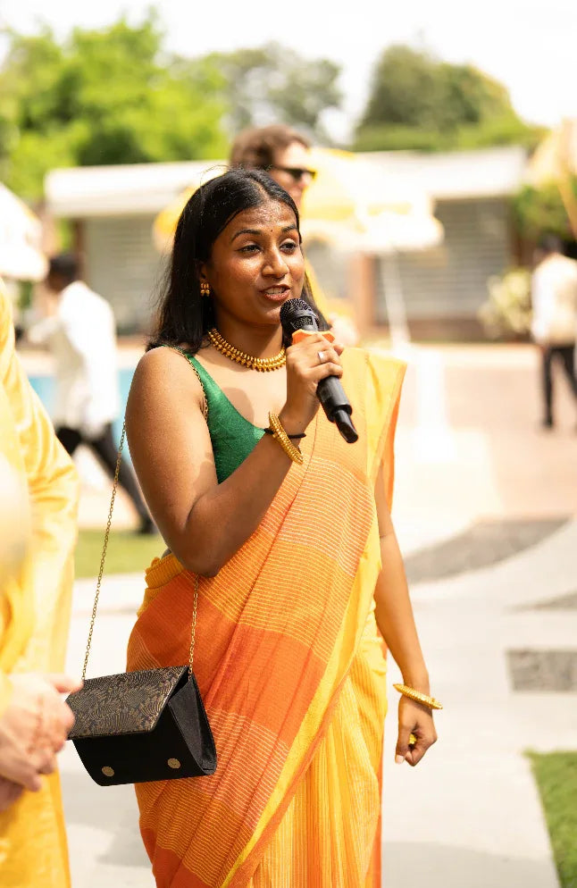 East-West Yellow Orange Saree - BANANA labs