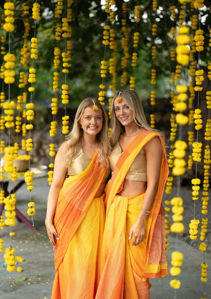 East-West Yellow Orange Saree - BANANA labs