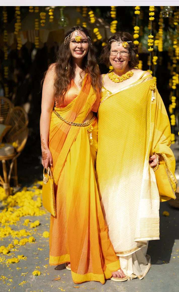 East-West Yellow Orange Saree - BANANA labs