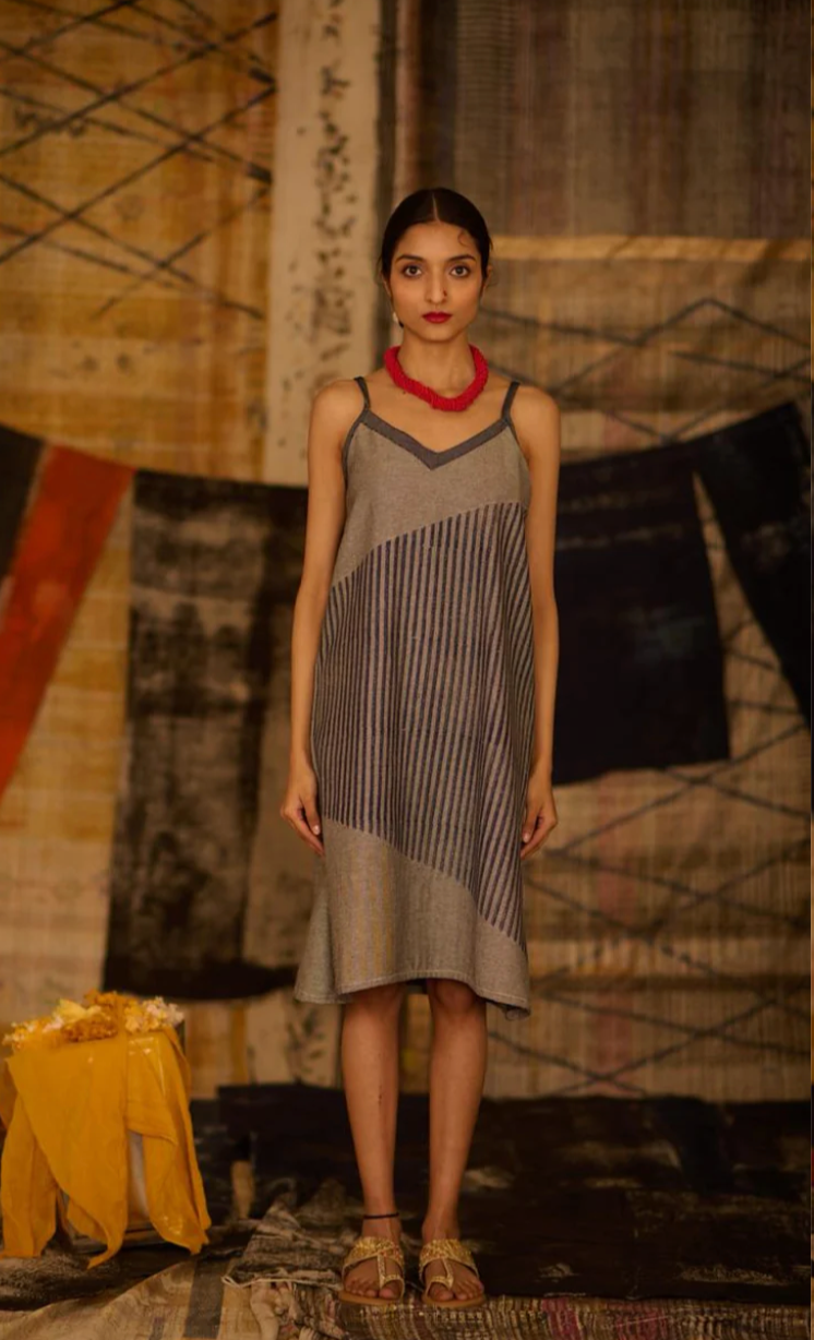 Sequence Denim Movement Kurta Set with stole (Set of 3)