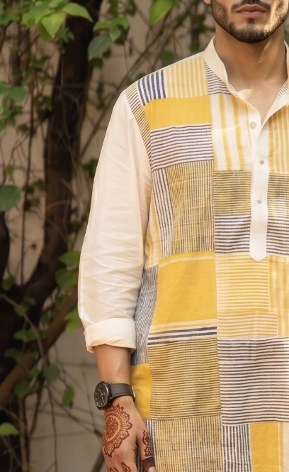 BANANA man Patchy Haldi Kurta