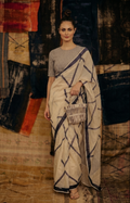Crossroads Beige Saree with Half Sleeves Blouse