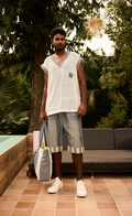 Weekend man Marble White Mesh T-shirt With Denim Pants
