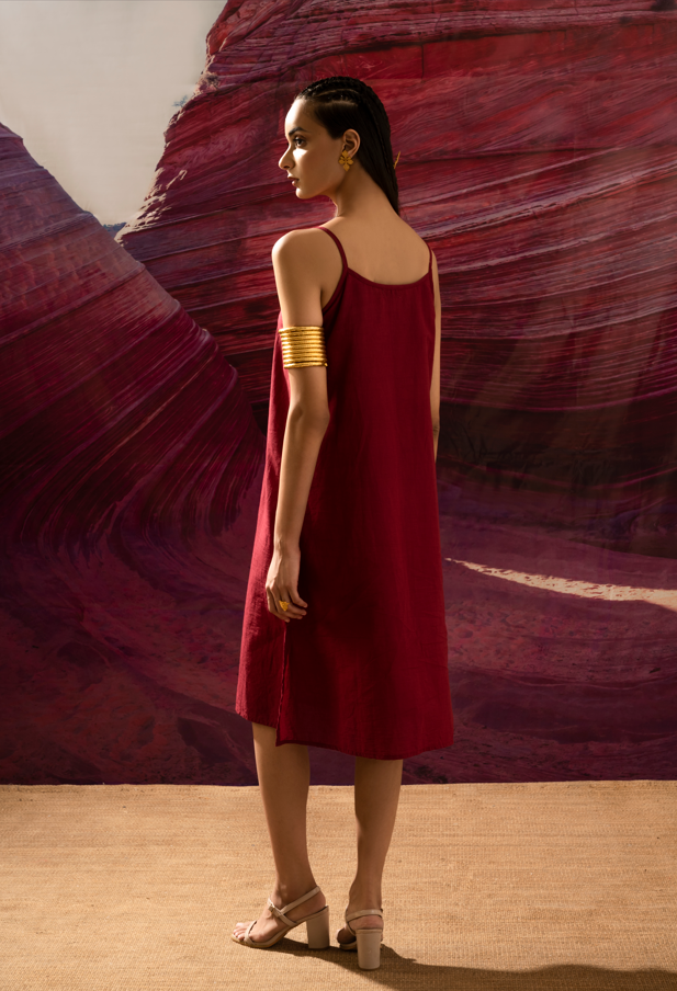 Aurum Auric Maroon Slip Dress