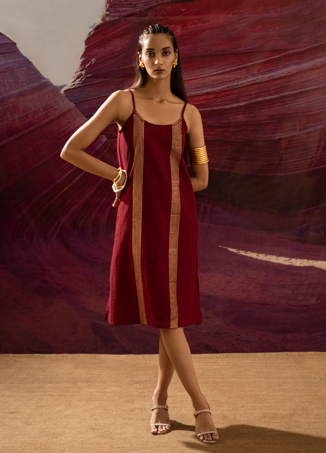 Aurum Auric Maroon Slip Dress