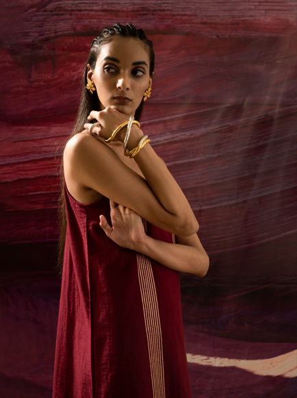 Aurum Auric Maroon Slip Dress