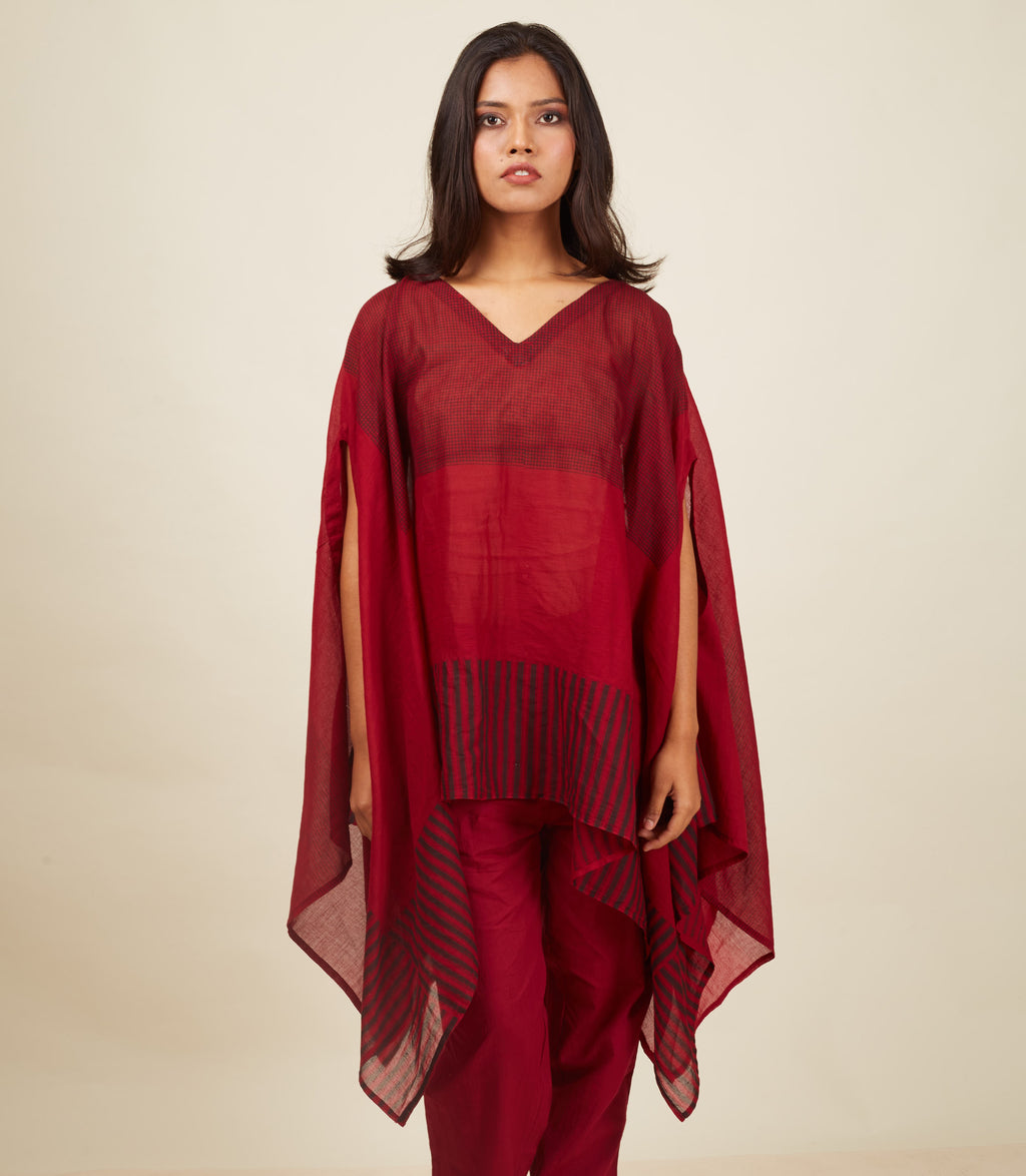Crossroads Wind Maroon Kaftan Top