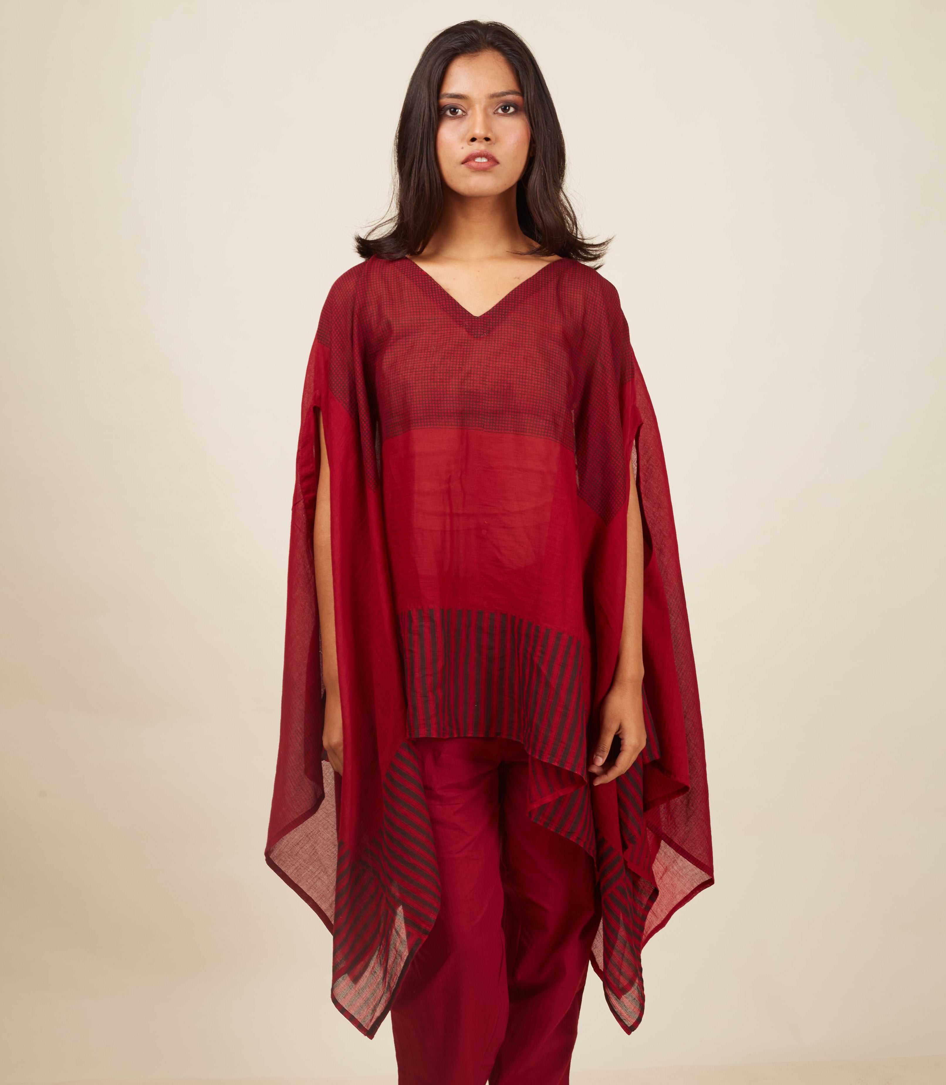 Crossroads Wind Maroon Kaftan Top