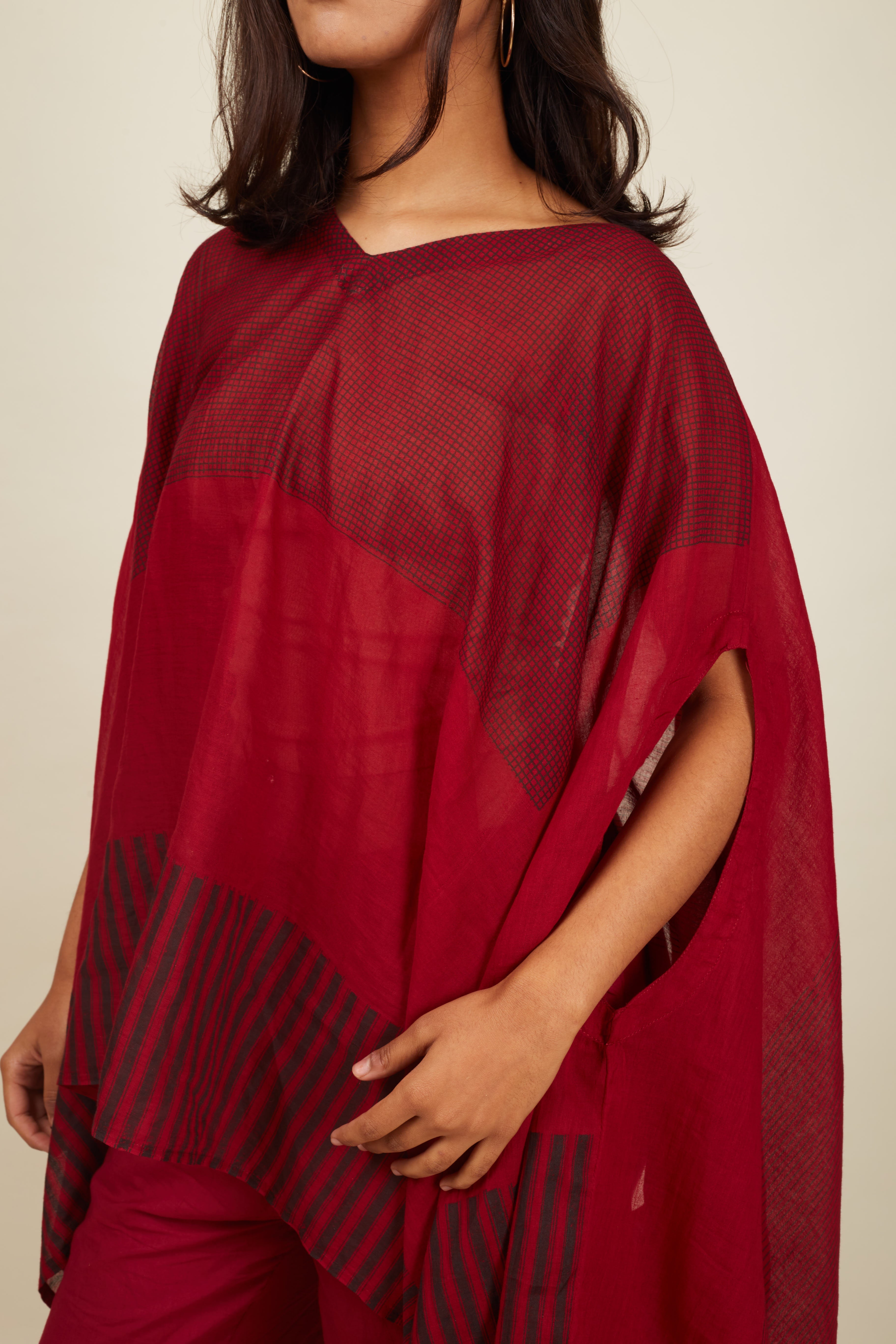 Crossroads Wind Maroon Kaftan Top
