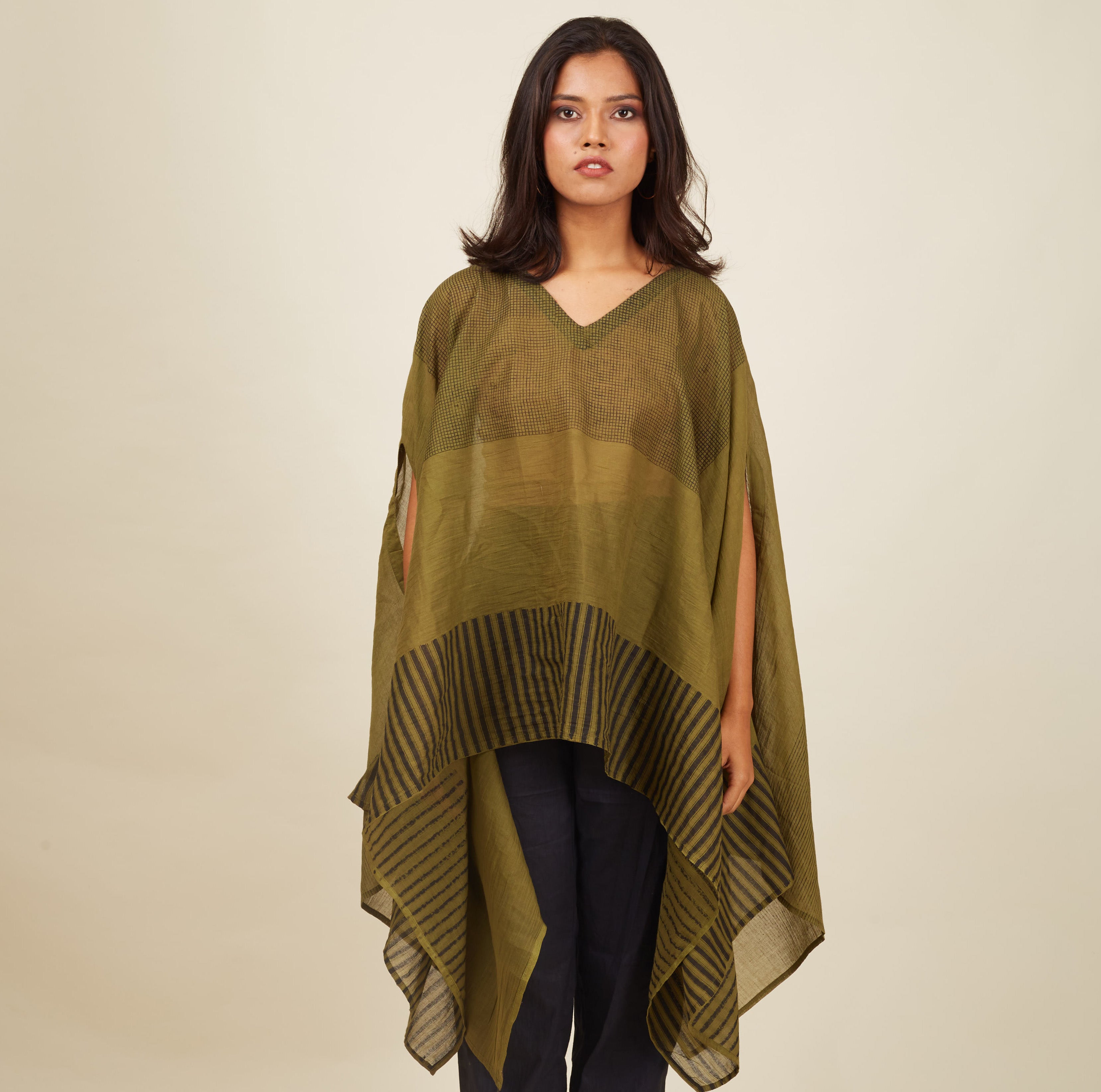 Crossroads Wind Olive Kaftan Top
