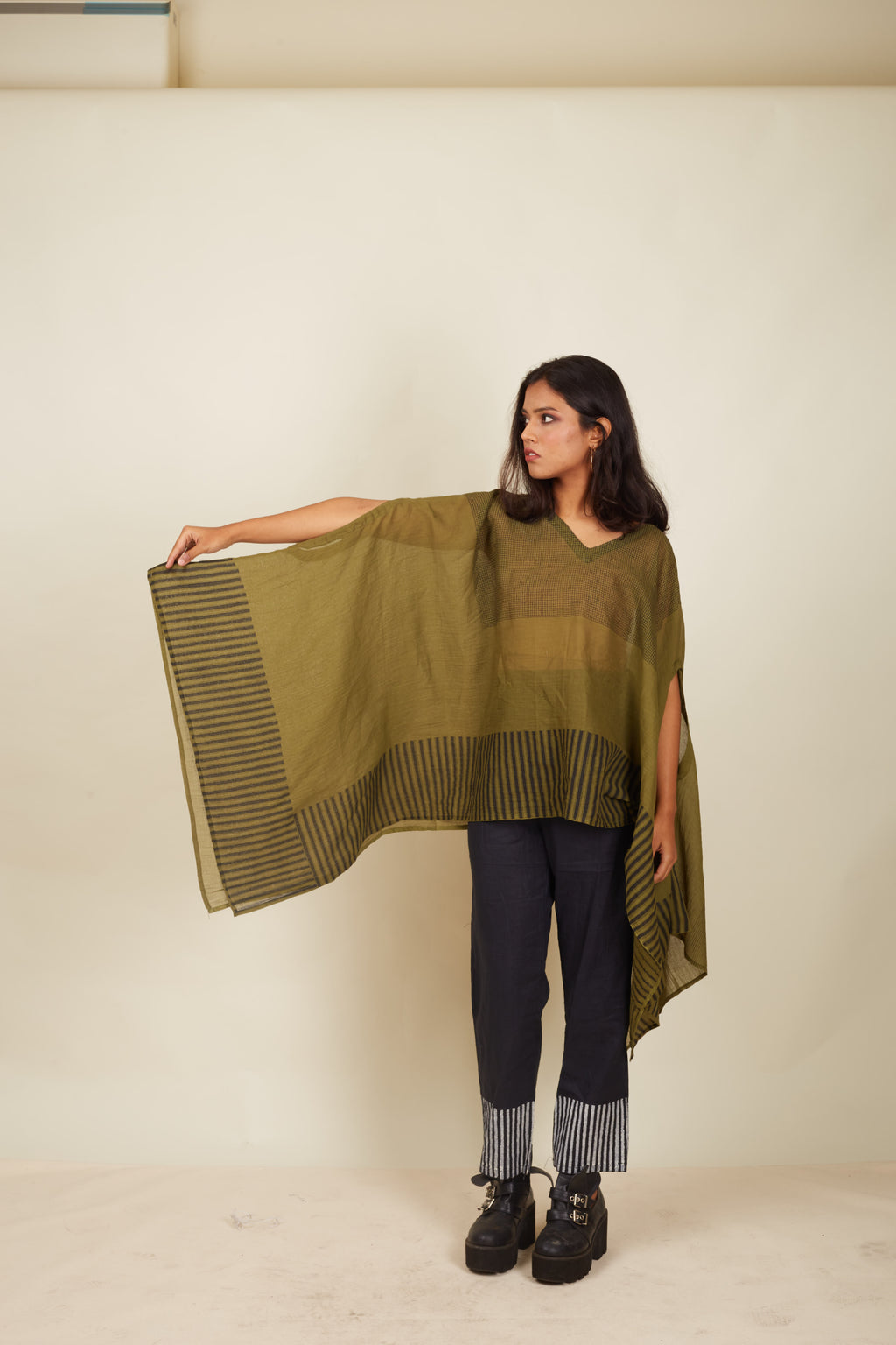 Crossroads Wind Olive Kaftan Top