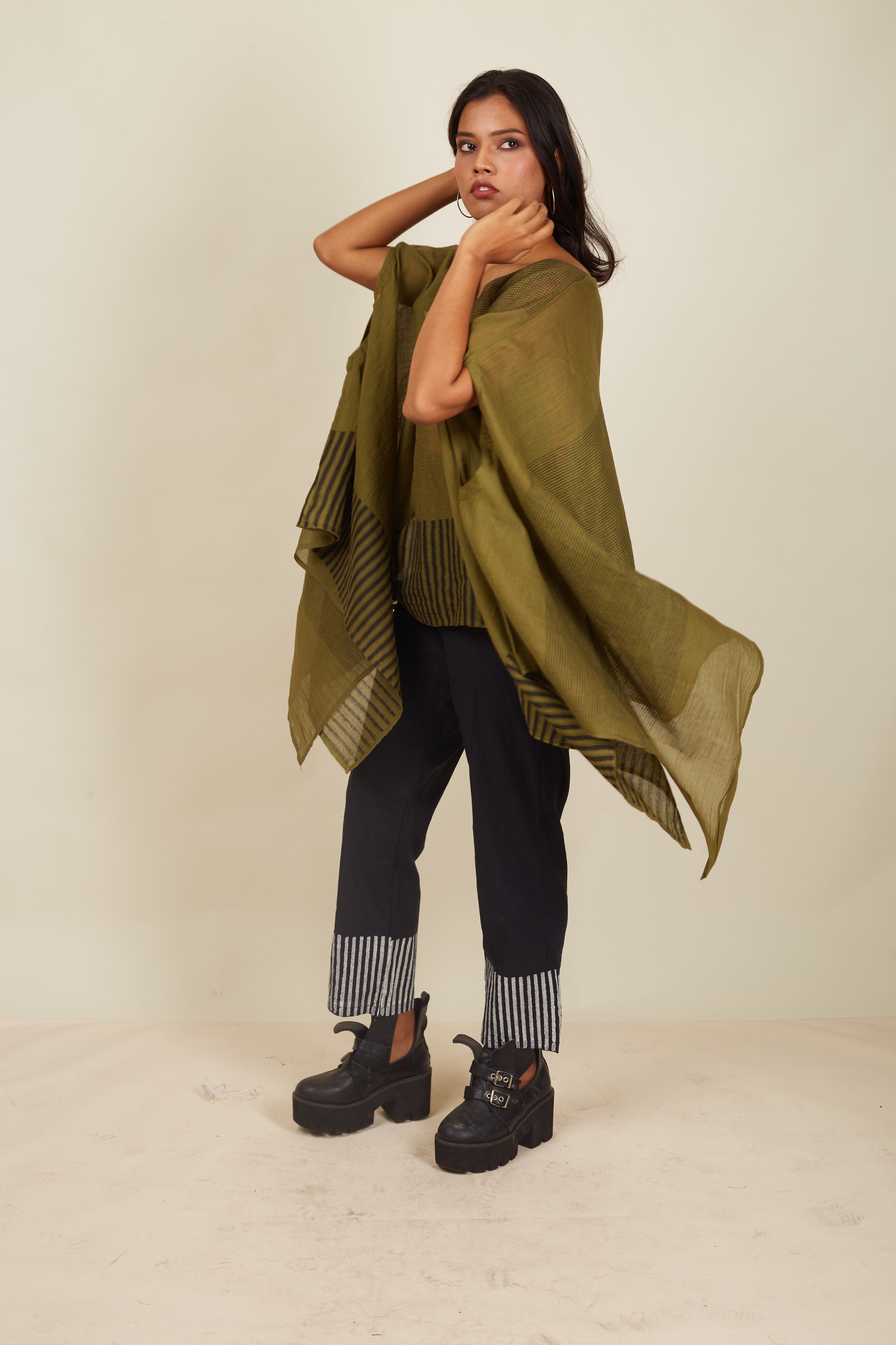 Crossroads Wind Olive Kaftan Top