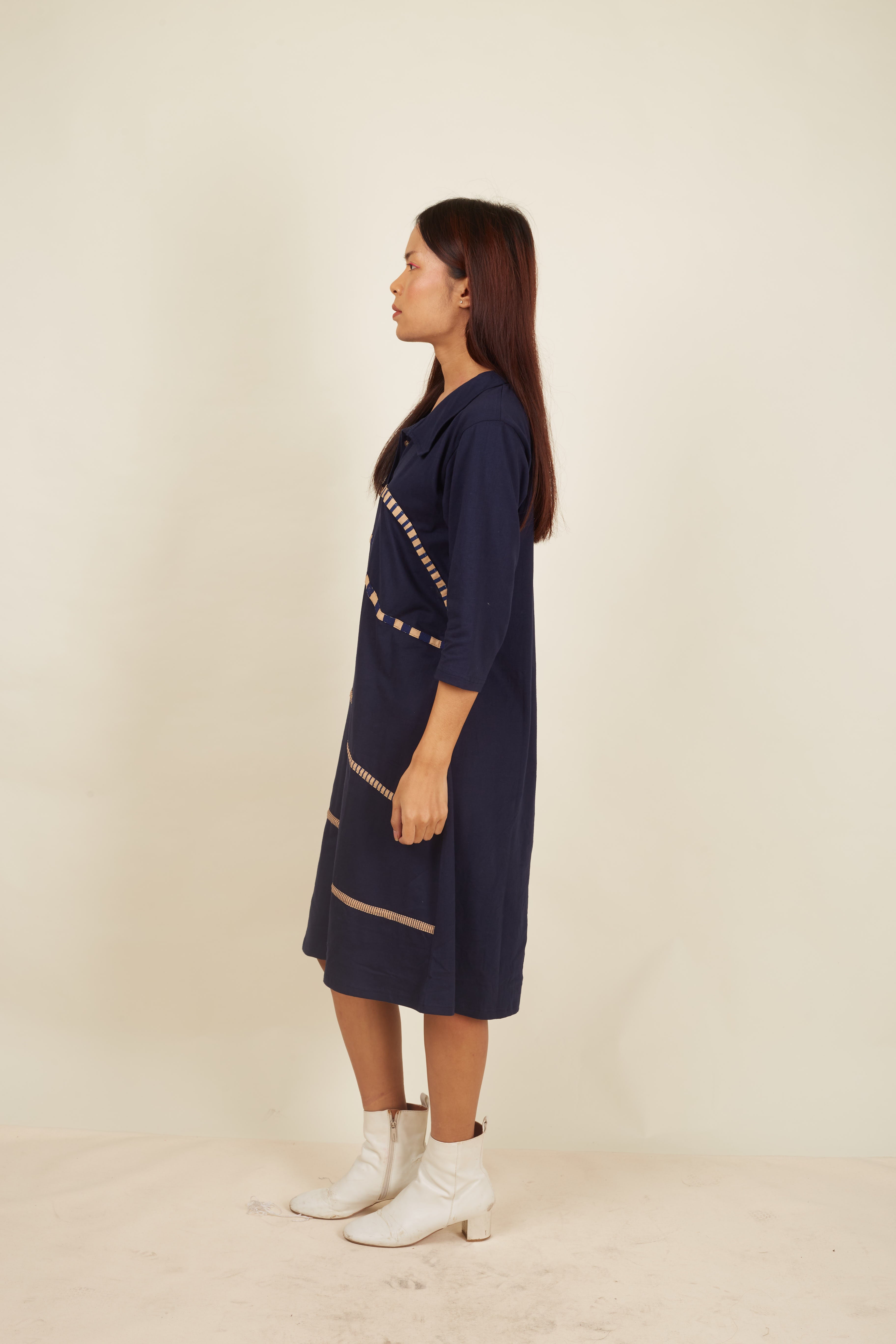 Crossroads Navy Knit Wave Dress