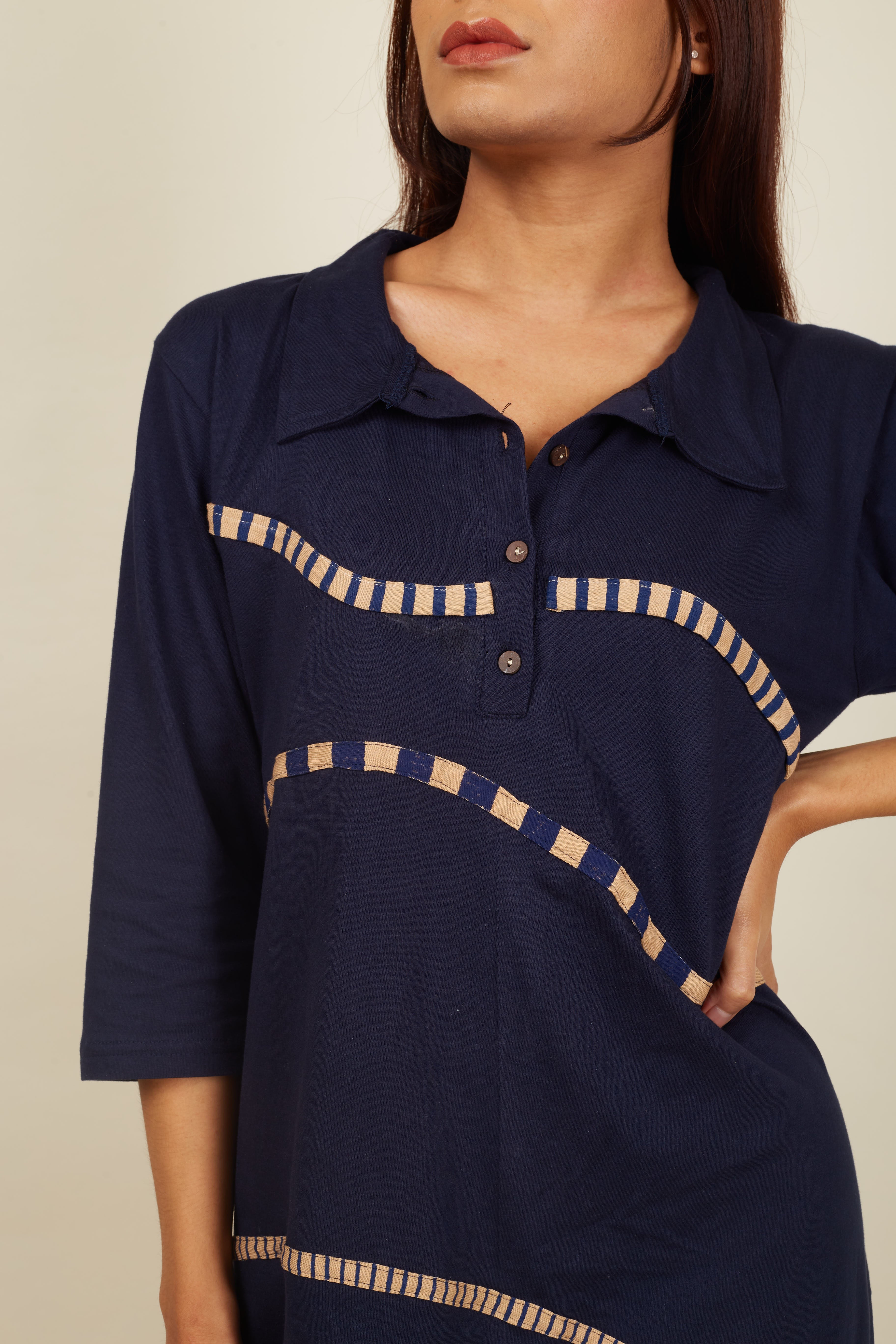 Crossroads Navy Knit Wave Dress