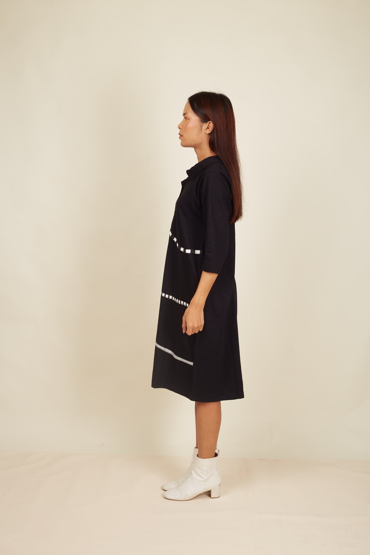 Crossroads Black Knit Wave Dress