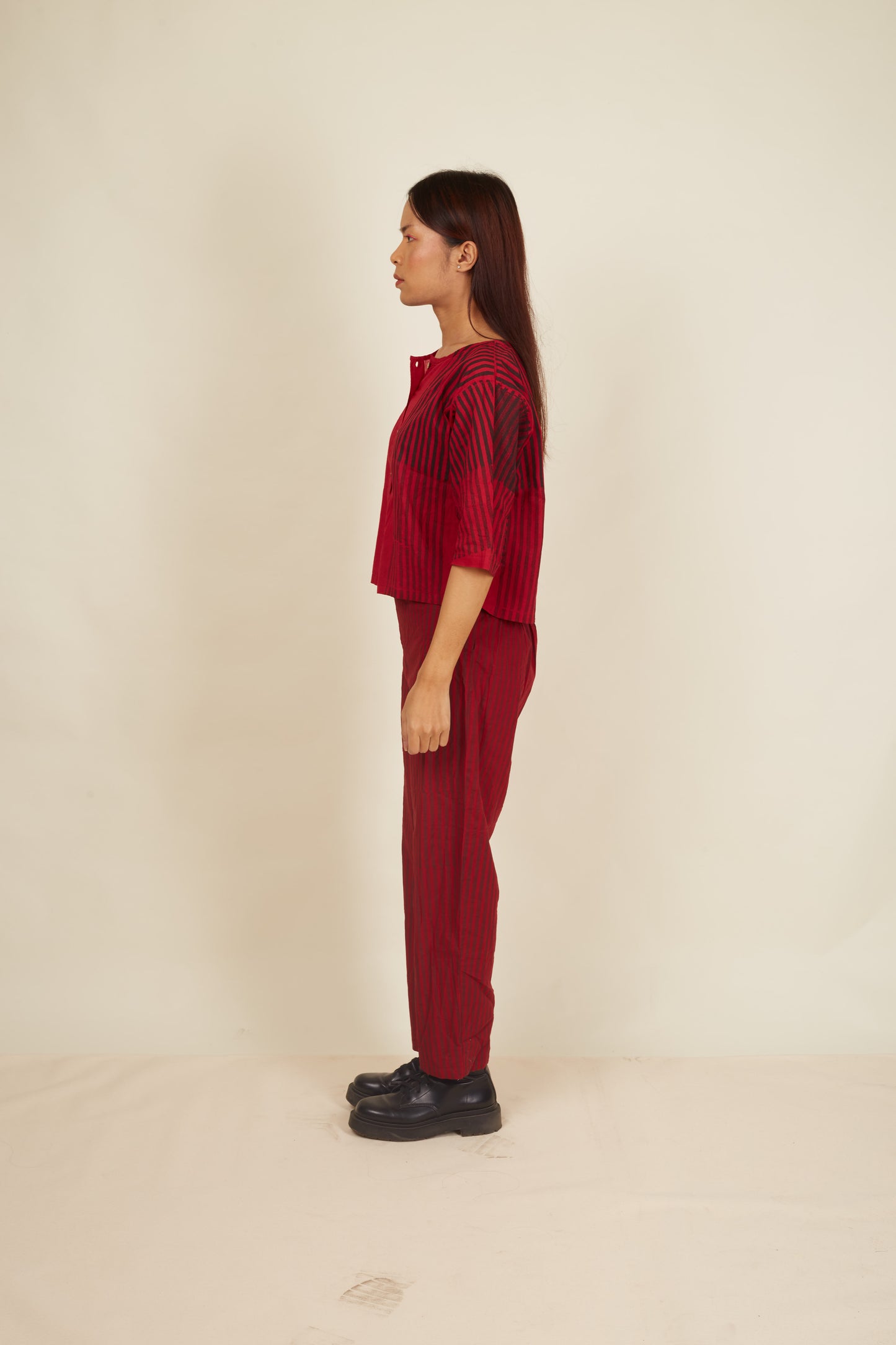 Crossroads Flat Maroon Crop with Pants (Set of 2)