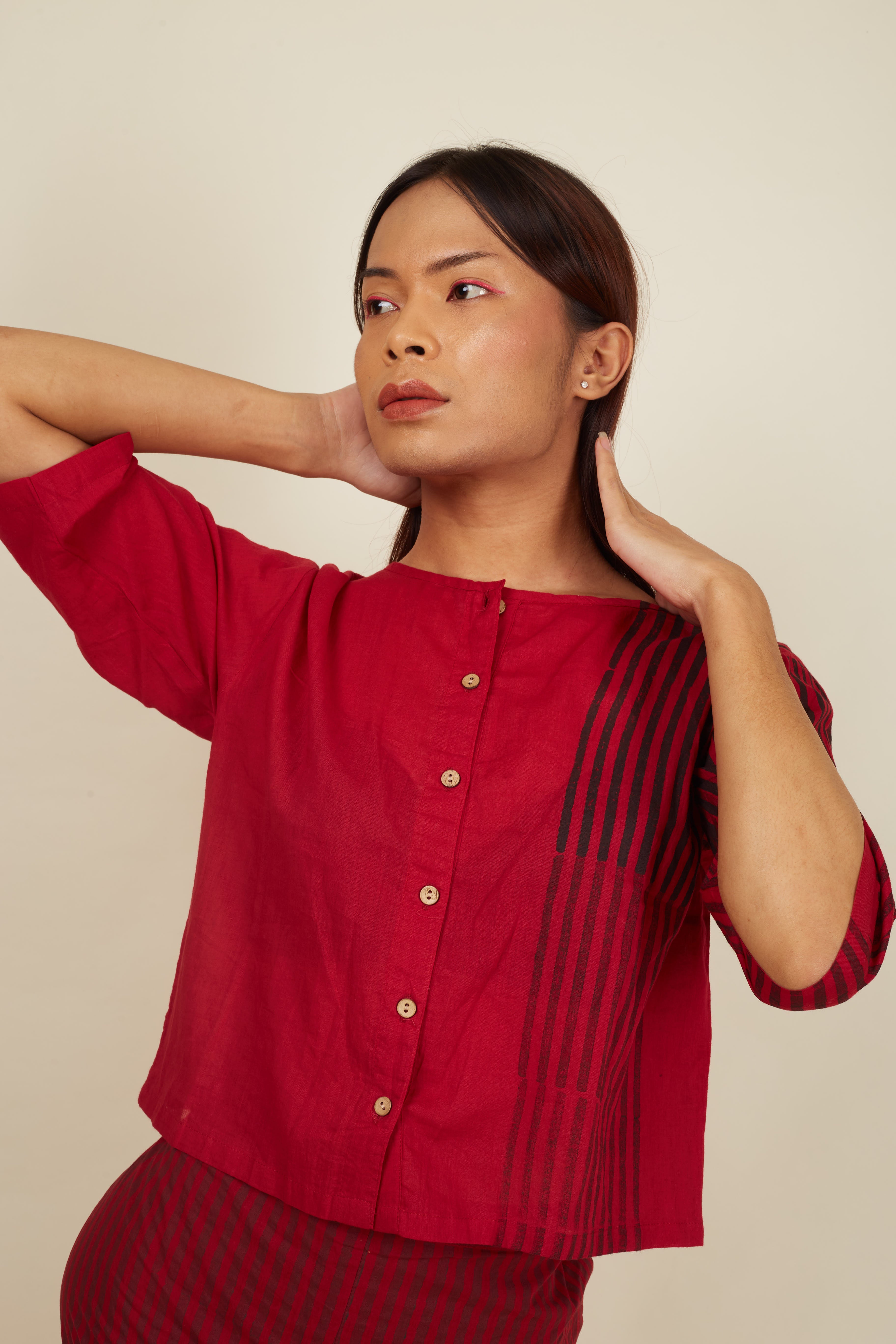 Crossroads Maroon Flat Crop Top