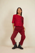 Crossroads Flat Maroon Crop with Pants (Set of 2) - BANANA labs