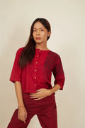 Crossroads Maroon Flat Crop Top - BANANA labs