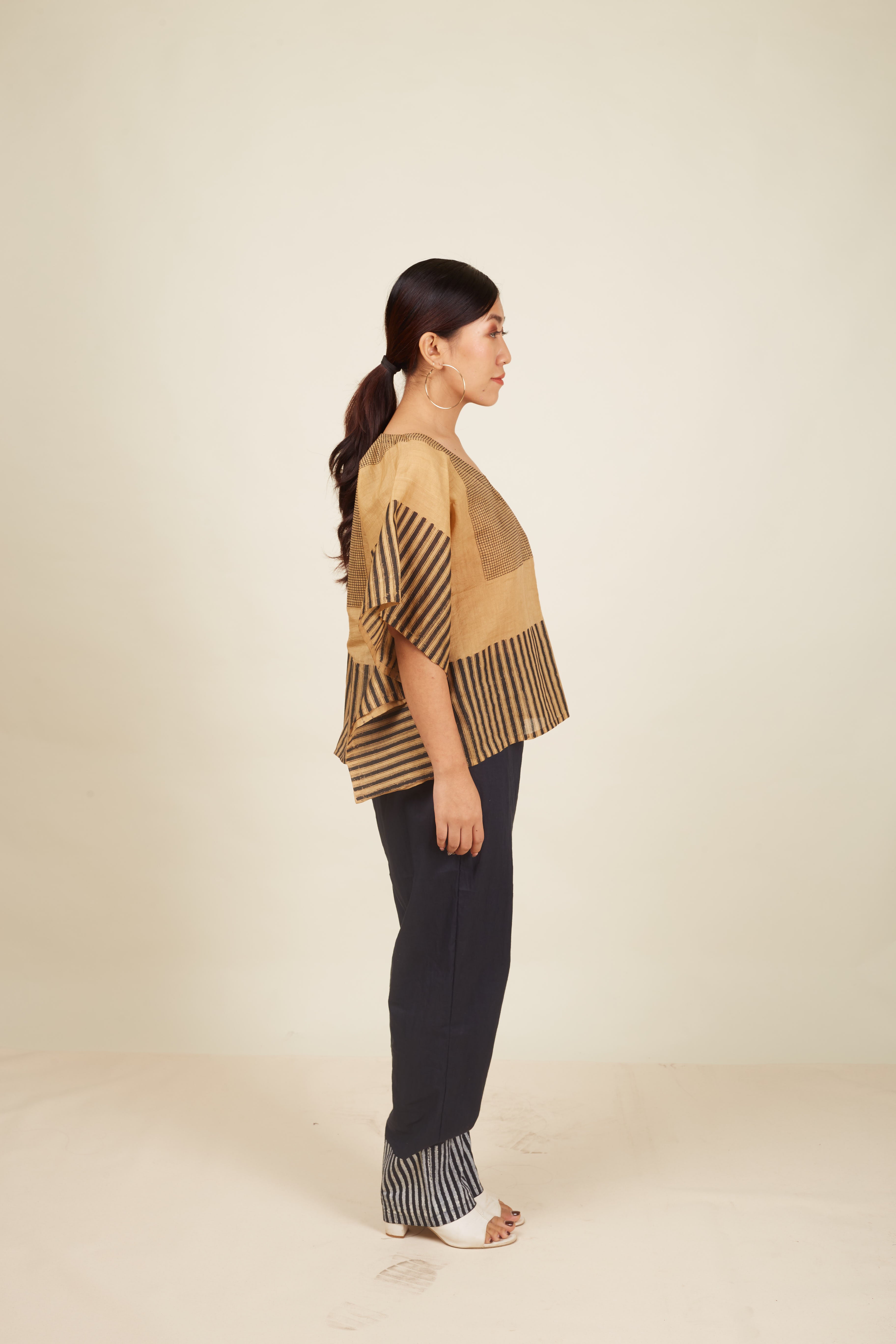 Crossroads Beige Piano Kaftan with Pants (Set of 2)