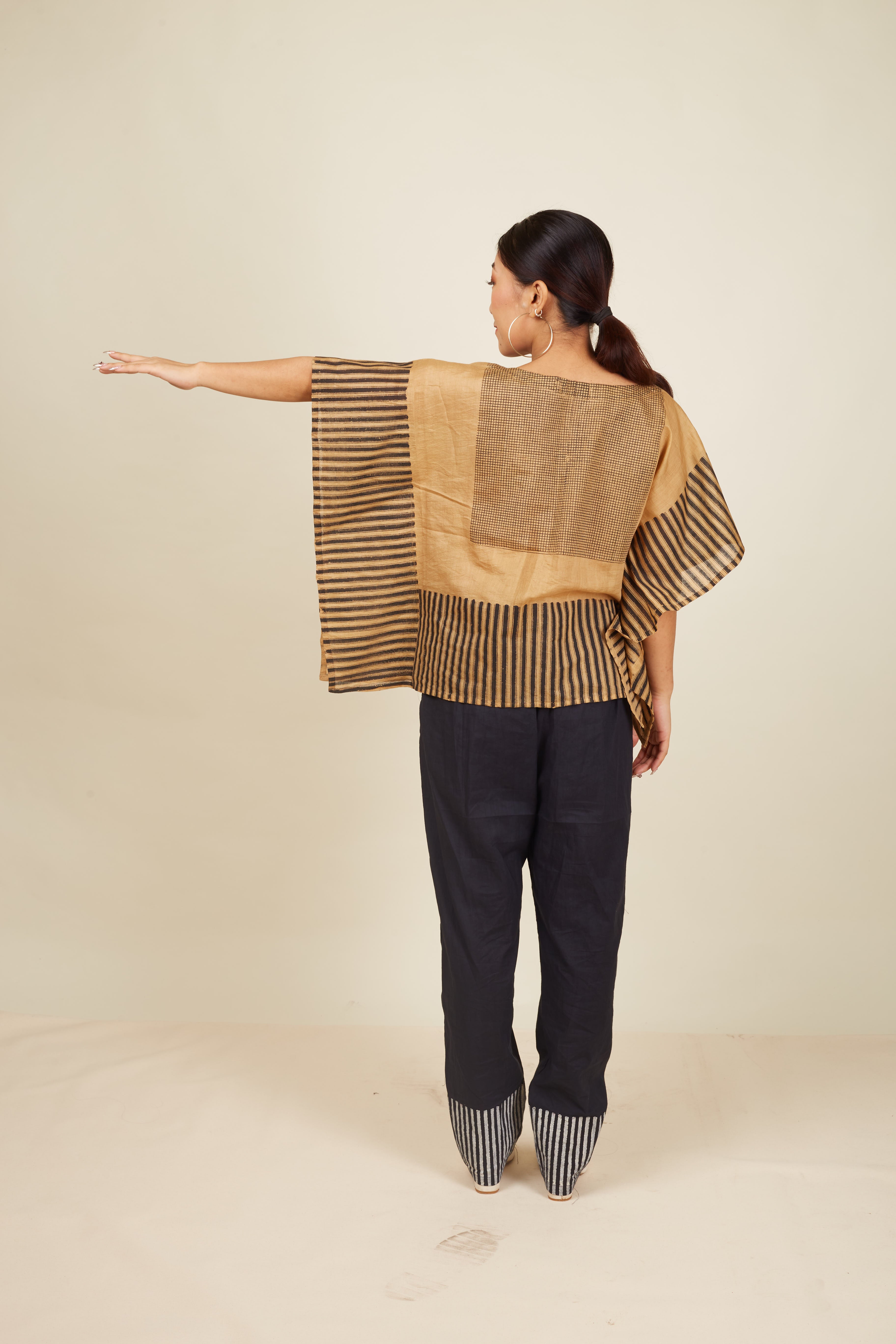 Crossroads Beige Piano Kaftan with Pants (Set of 2)