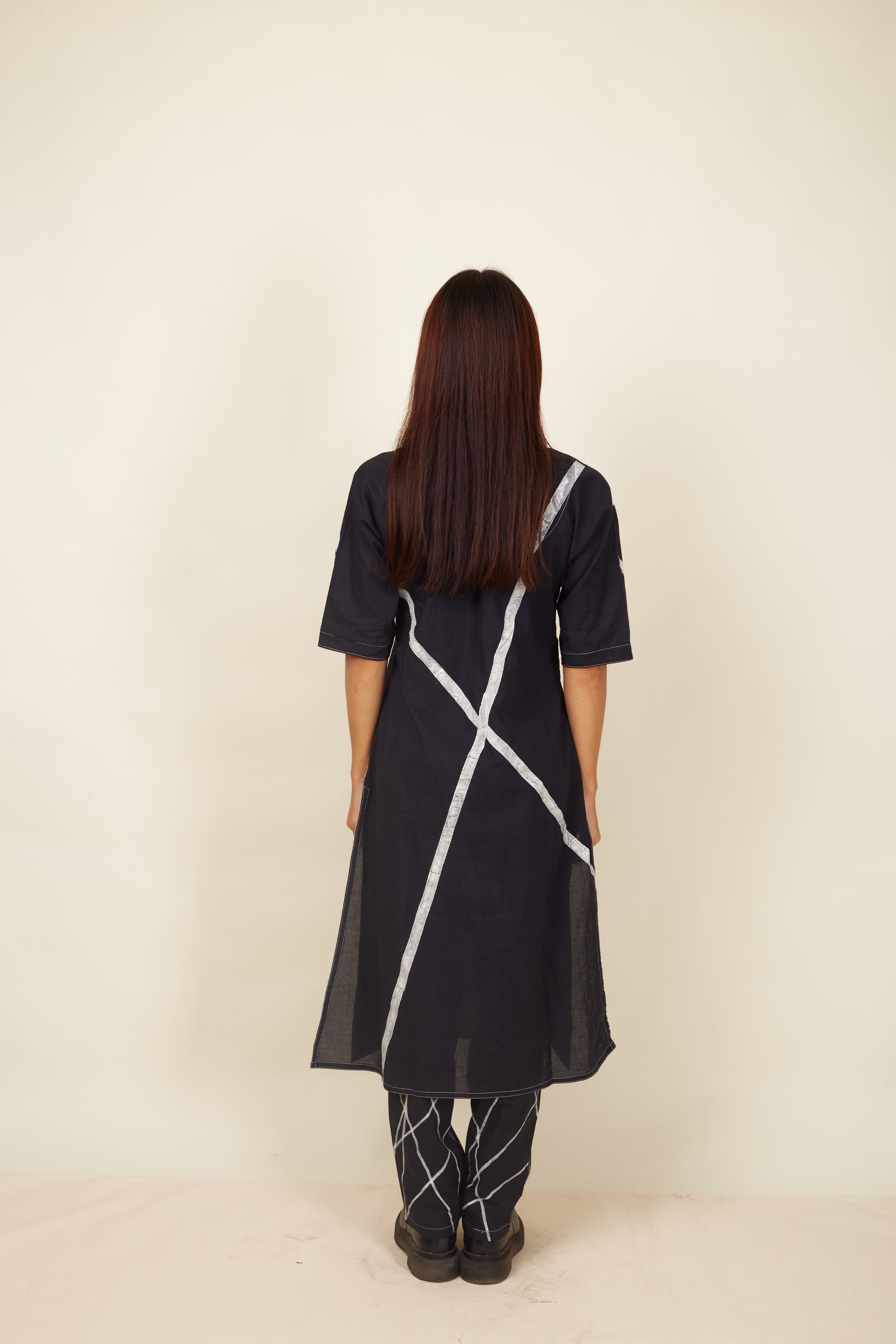 Crossroads Black Strike Cotton Kurta