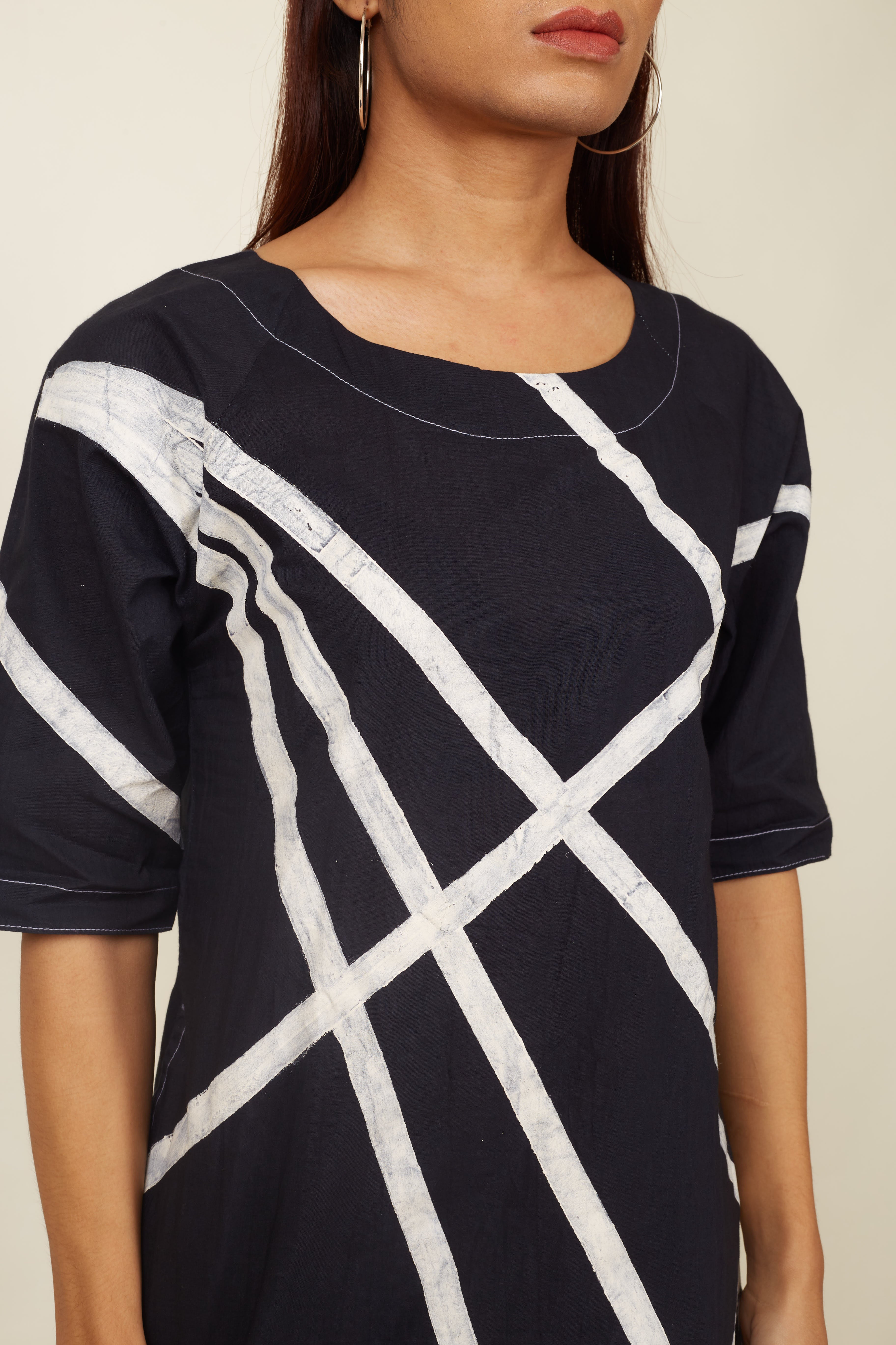 Crossroads Black Strike Cotton Kurta