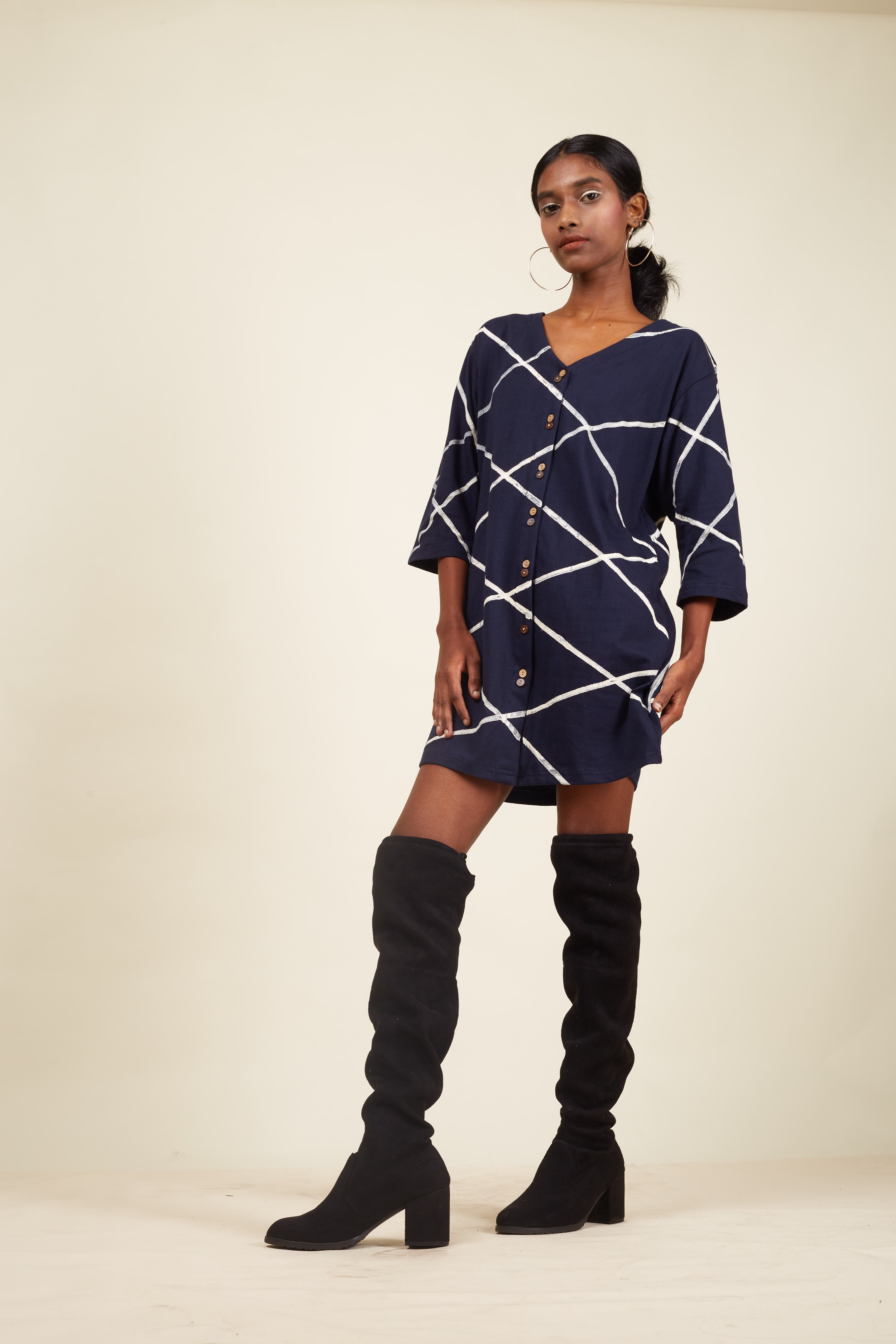 Crossroads Navy Knit Mini Strike Dress