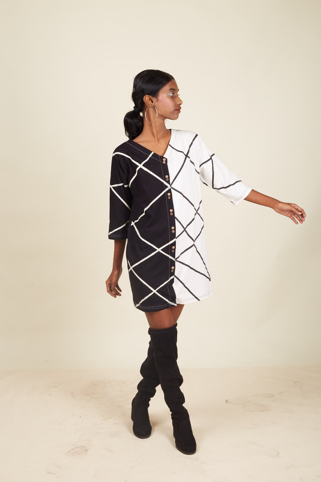 Crossroads Contrast Mono Knit Mini Strike Dress