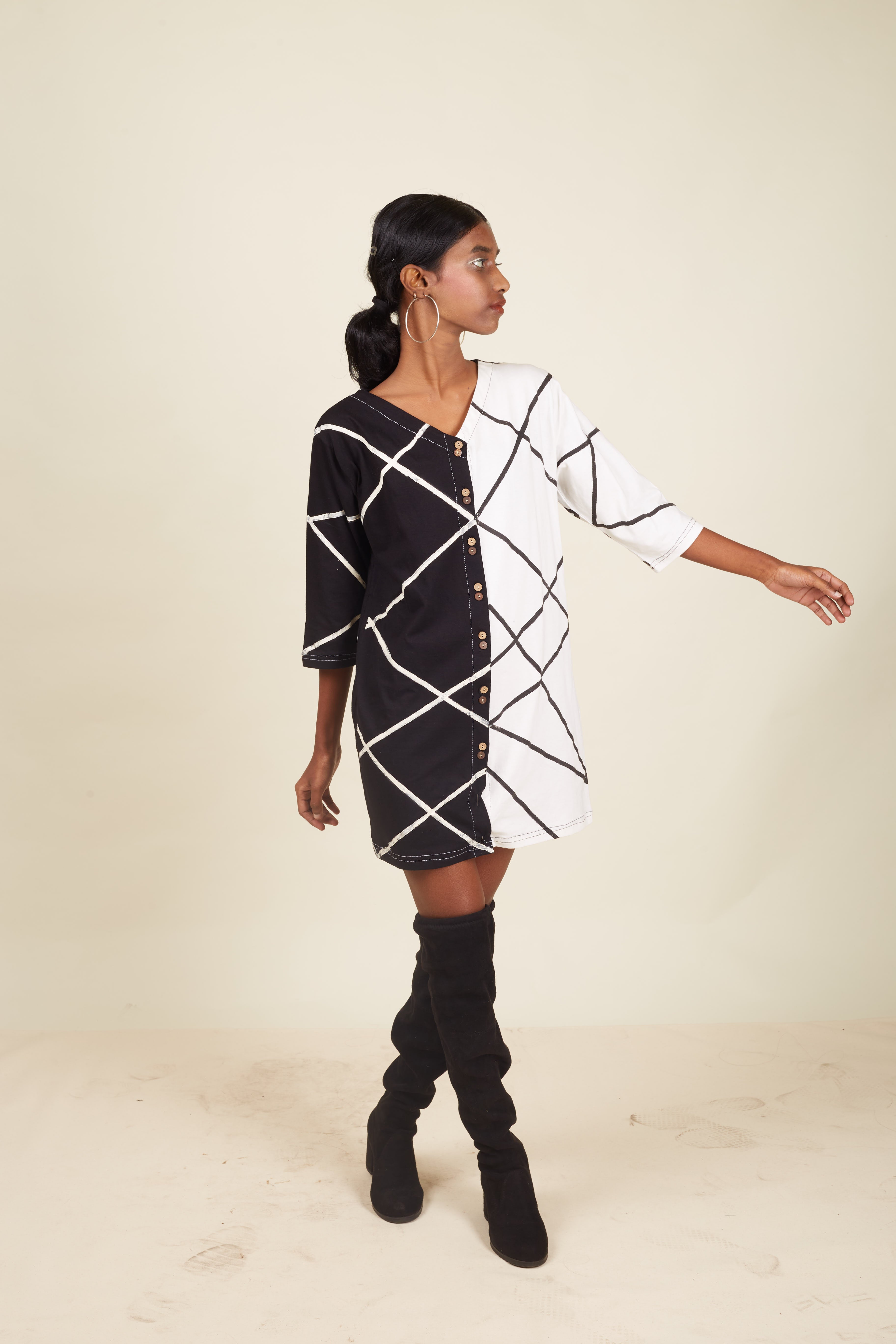Crossroads Contrast Mono Knit Mini Strike Dress