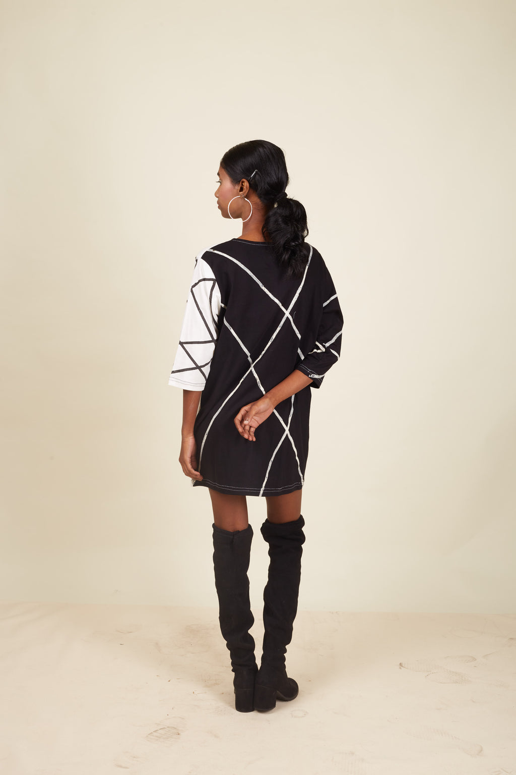 Crossroads Contrast Mono Knit Mini Strike Dress