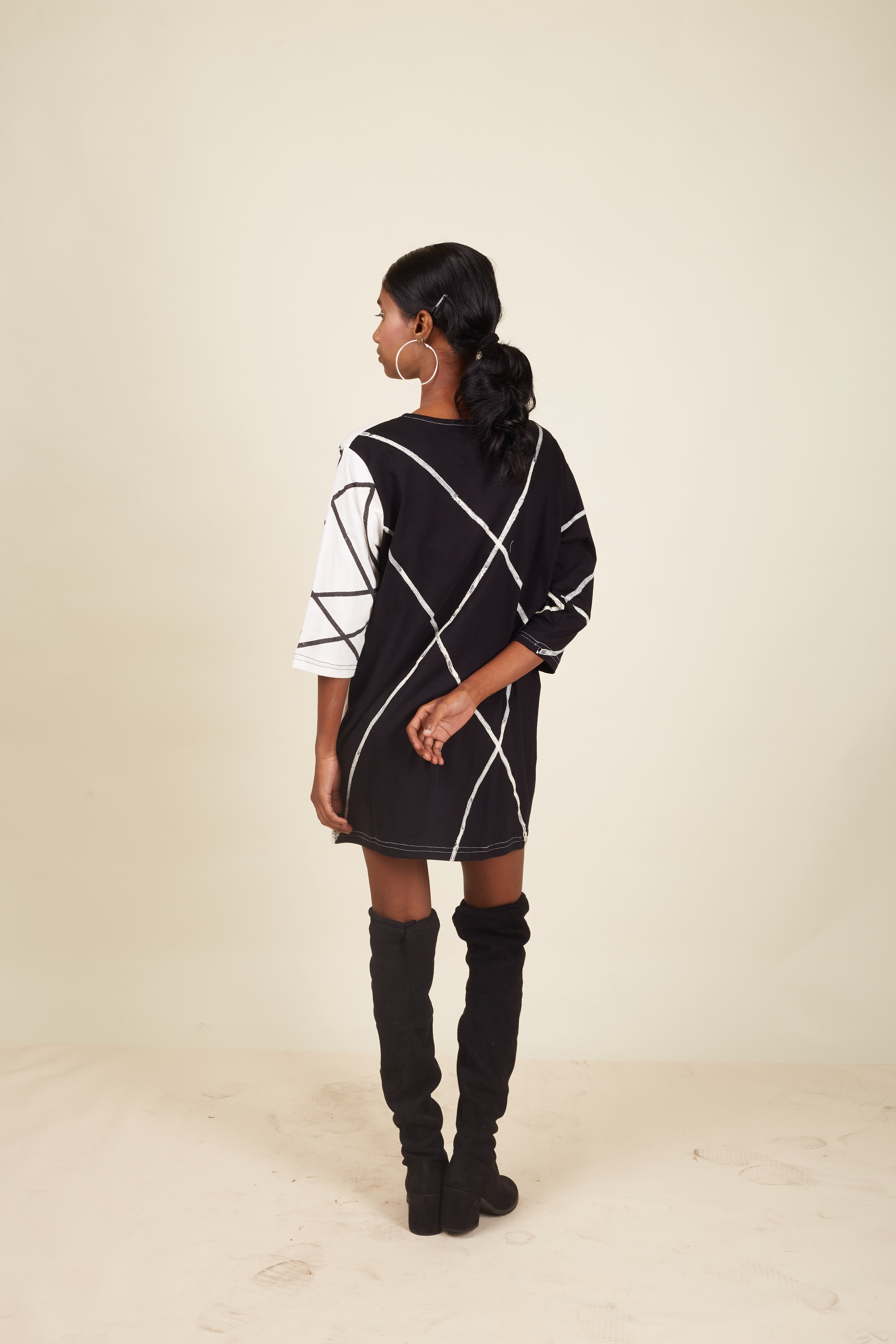 Crossroads Contrast Mono Knit Mini Strike Dress