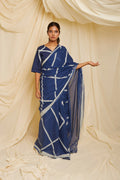 BANANA Crossroads Navy Saree with Crop Top - BANANA labs