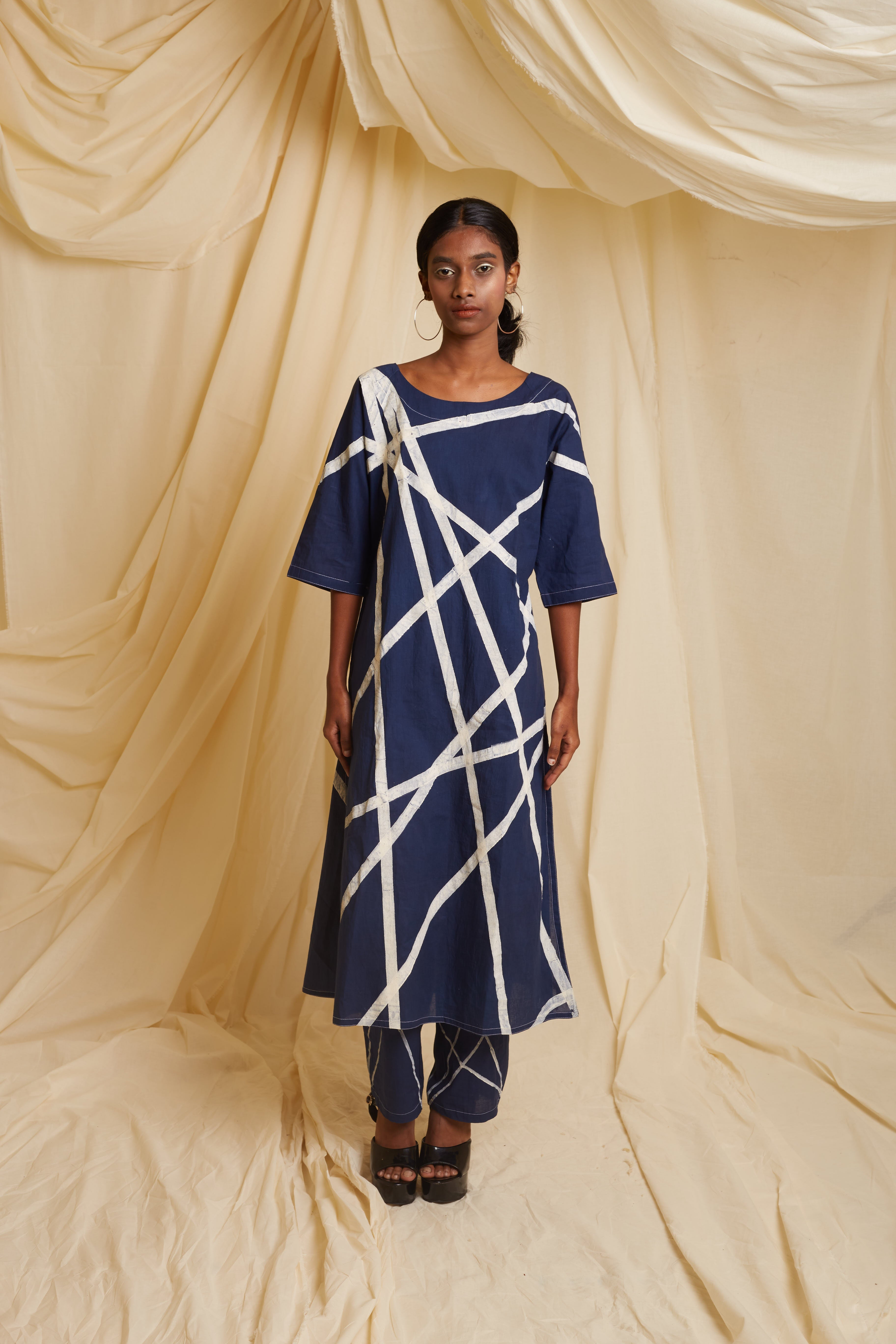 Crossroads Navy Strike Kurta Set (Set of 3)