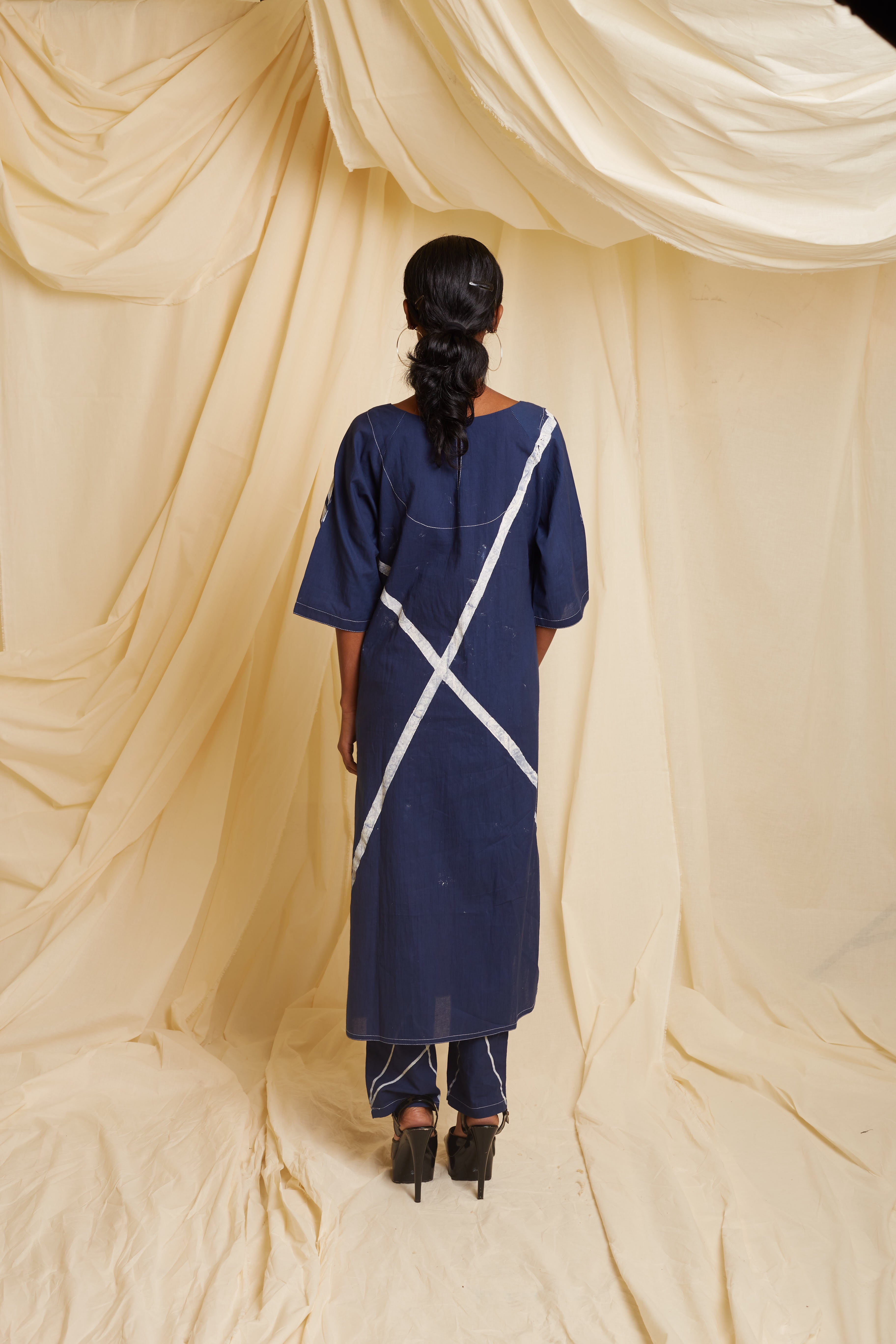 Crossroads Navy Strike Kurta Set (Set of 3)