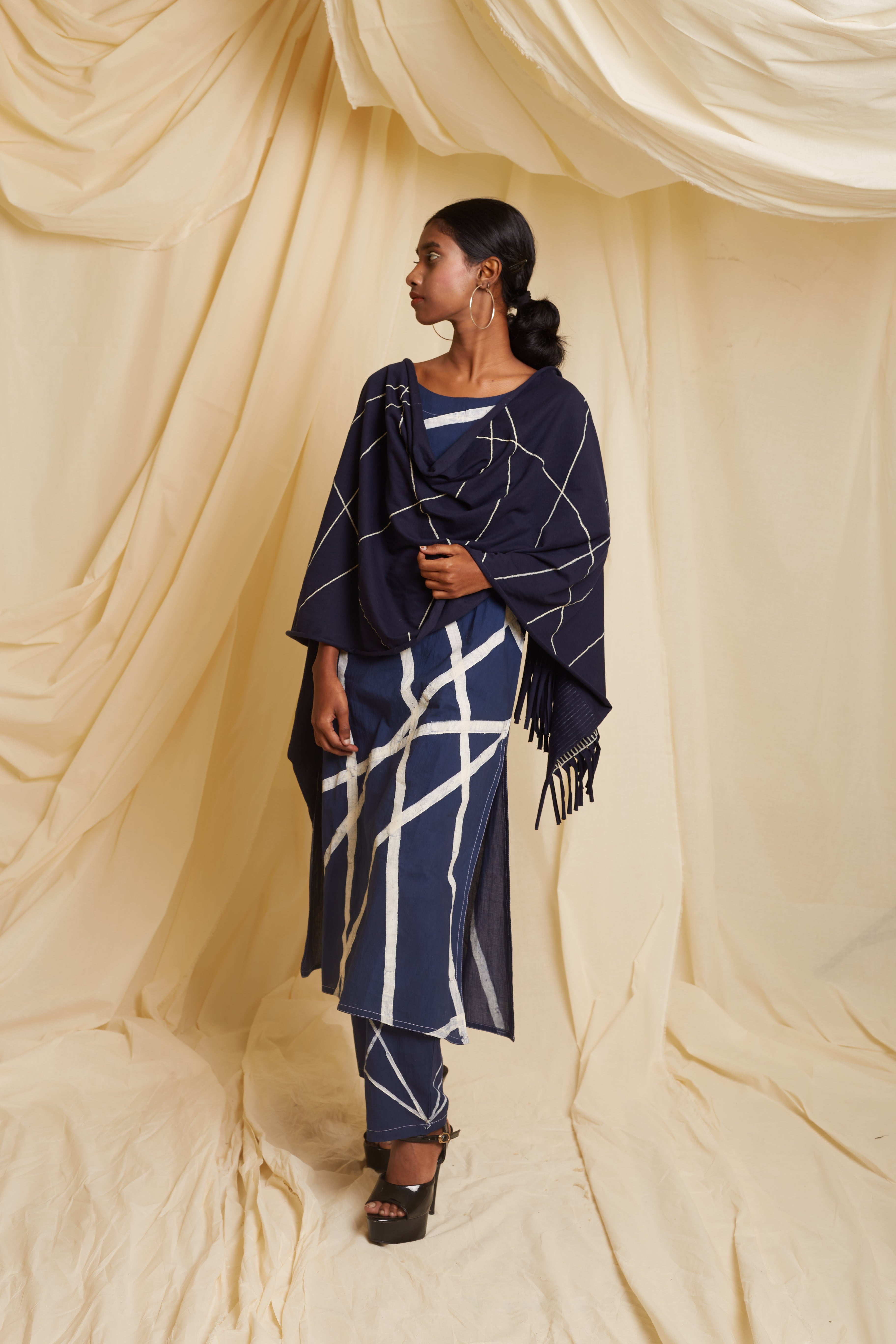 Crossroads Navy Strike Kurta Set (Set of 3)
