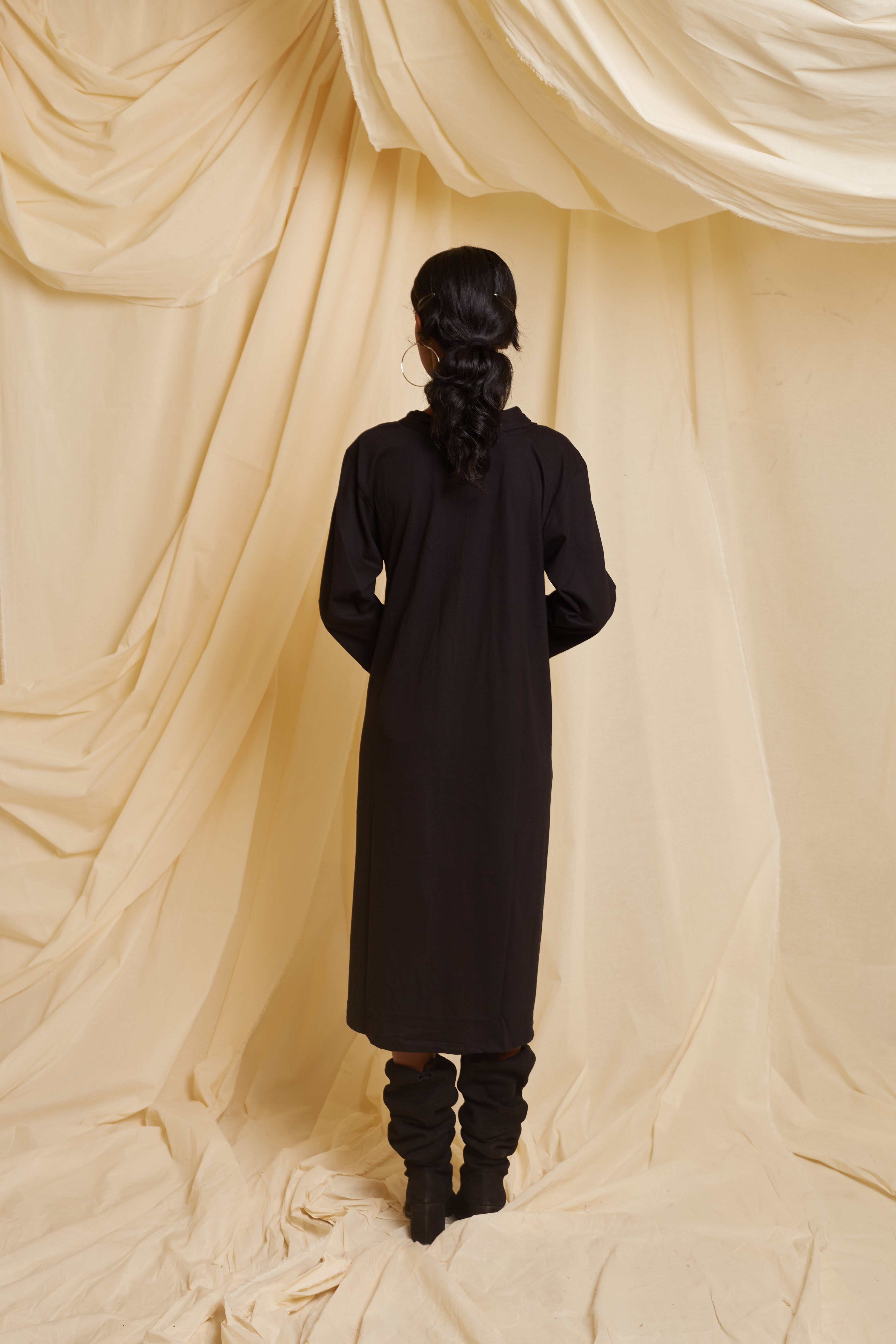Crossroads Double Black Knit Wave Dress