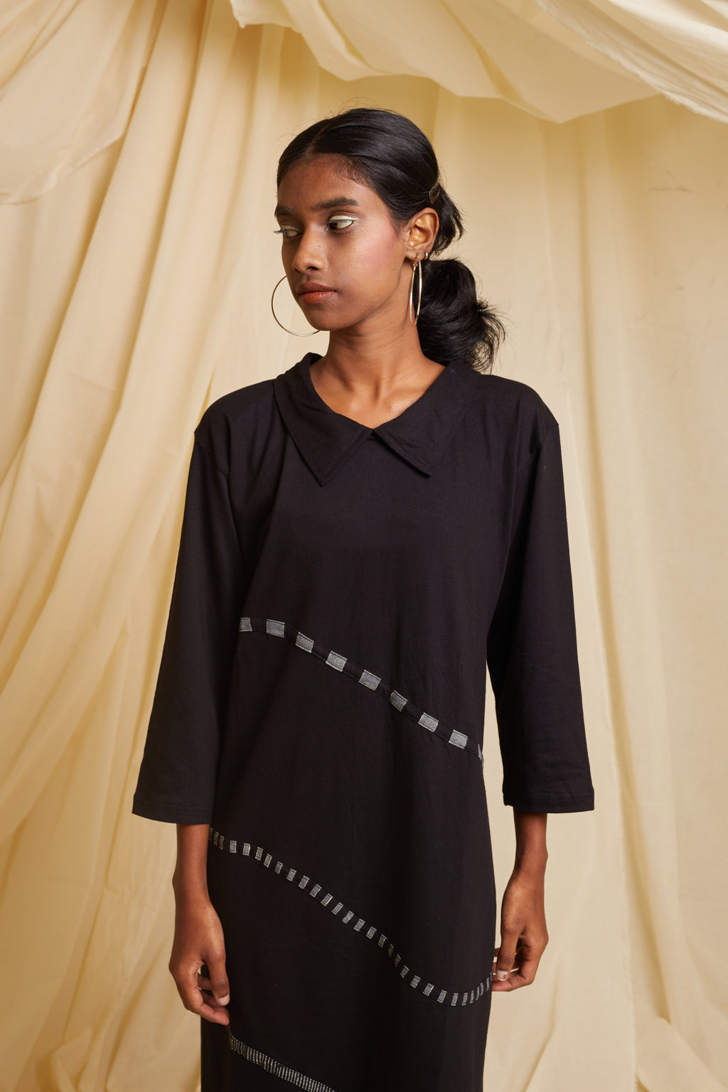 Crossroads Double Black Knit Wave Dress