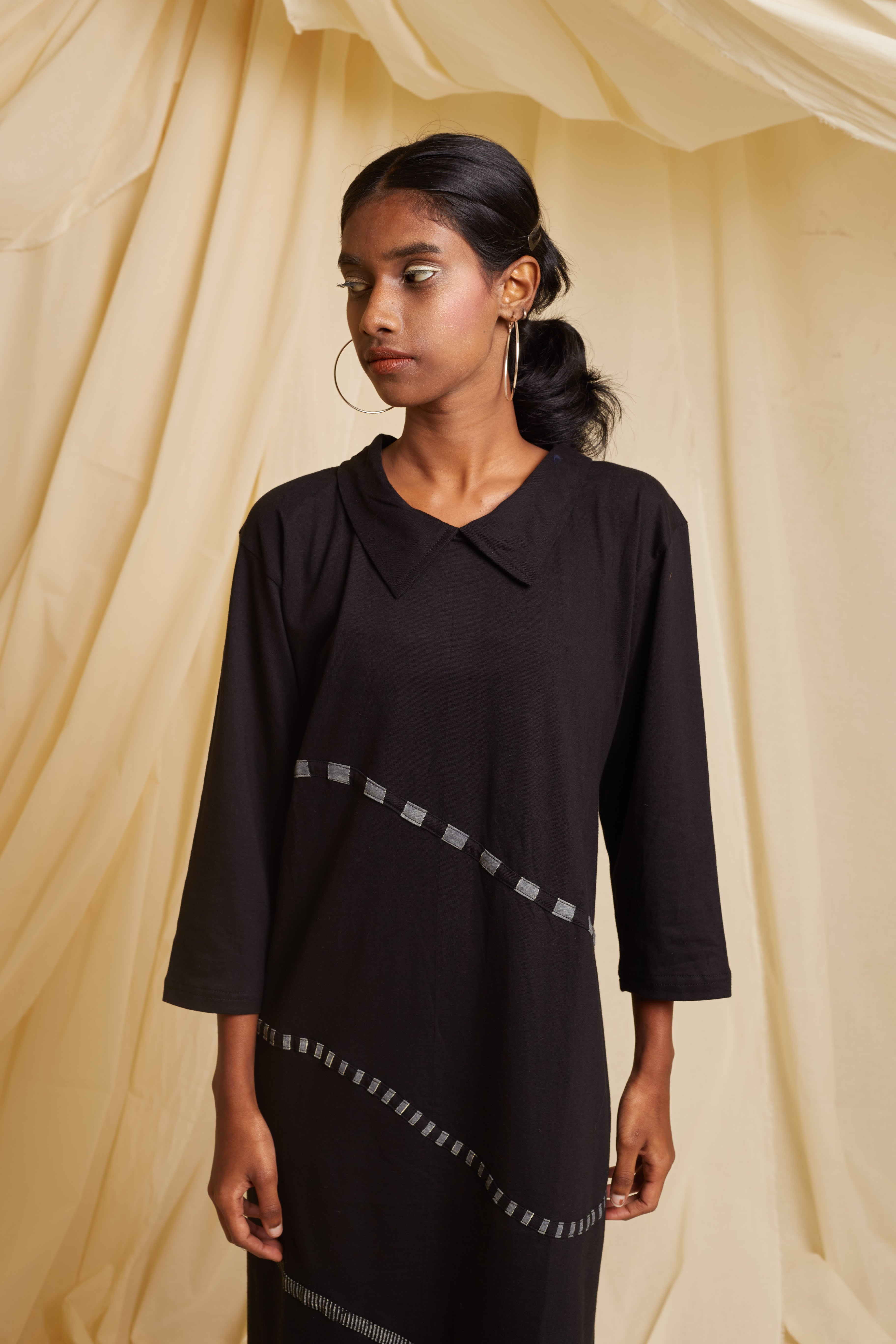 Crossroads Double Black Knit Wave Dress