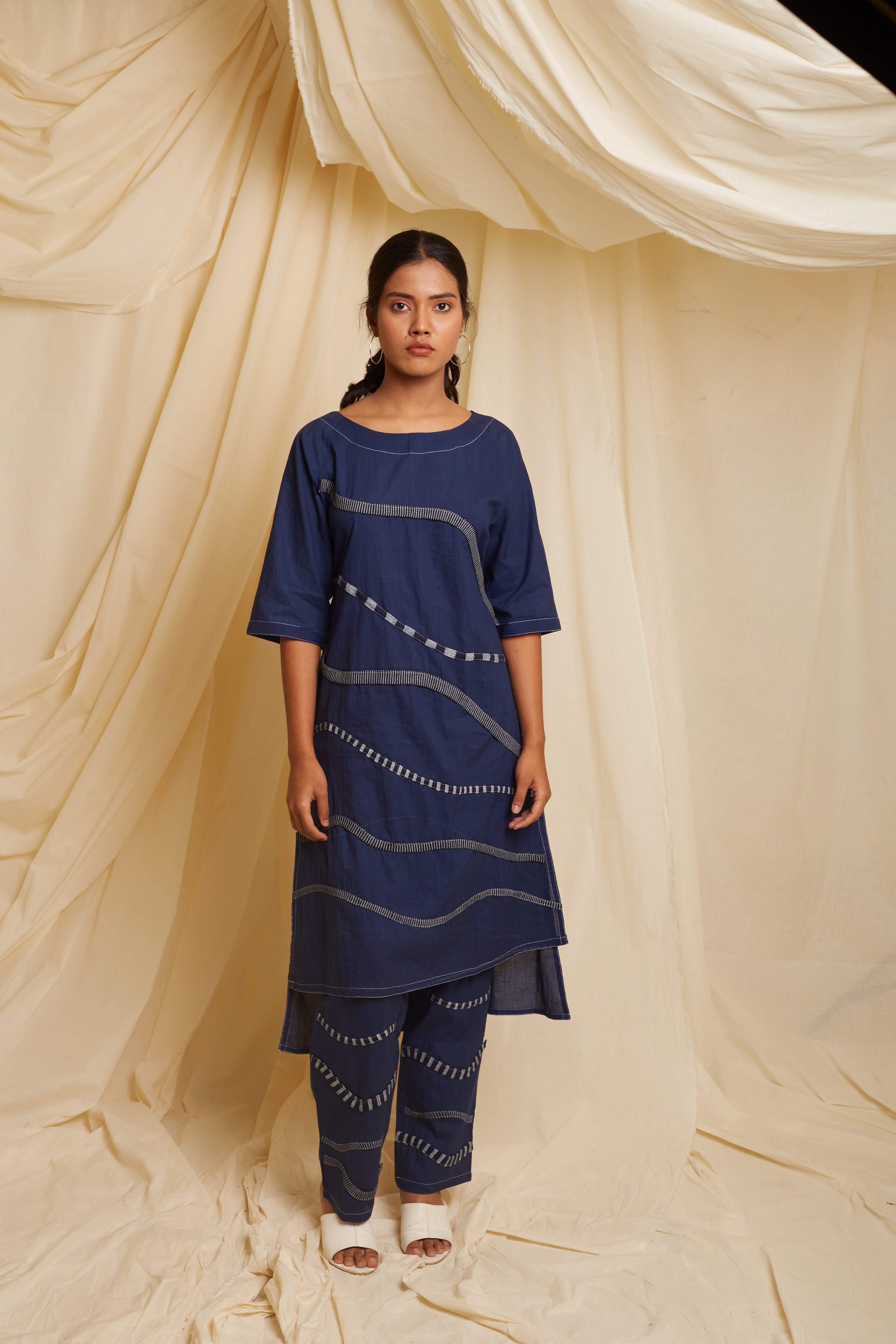 Crossroads Navy Wave Kurta