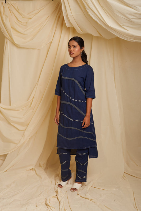 Crossroads Navy Wave Kurta