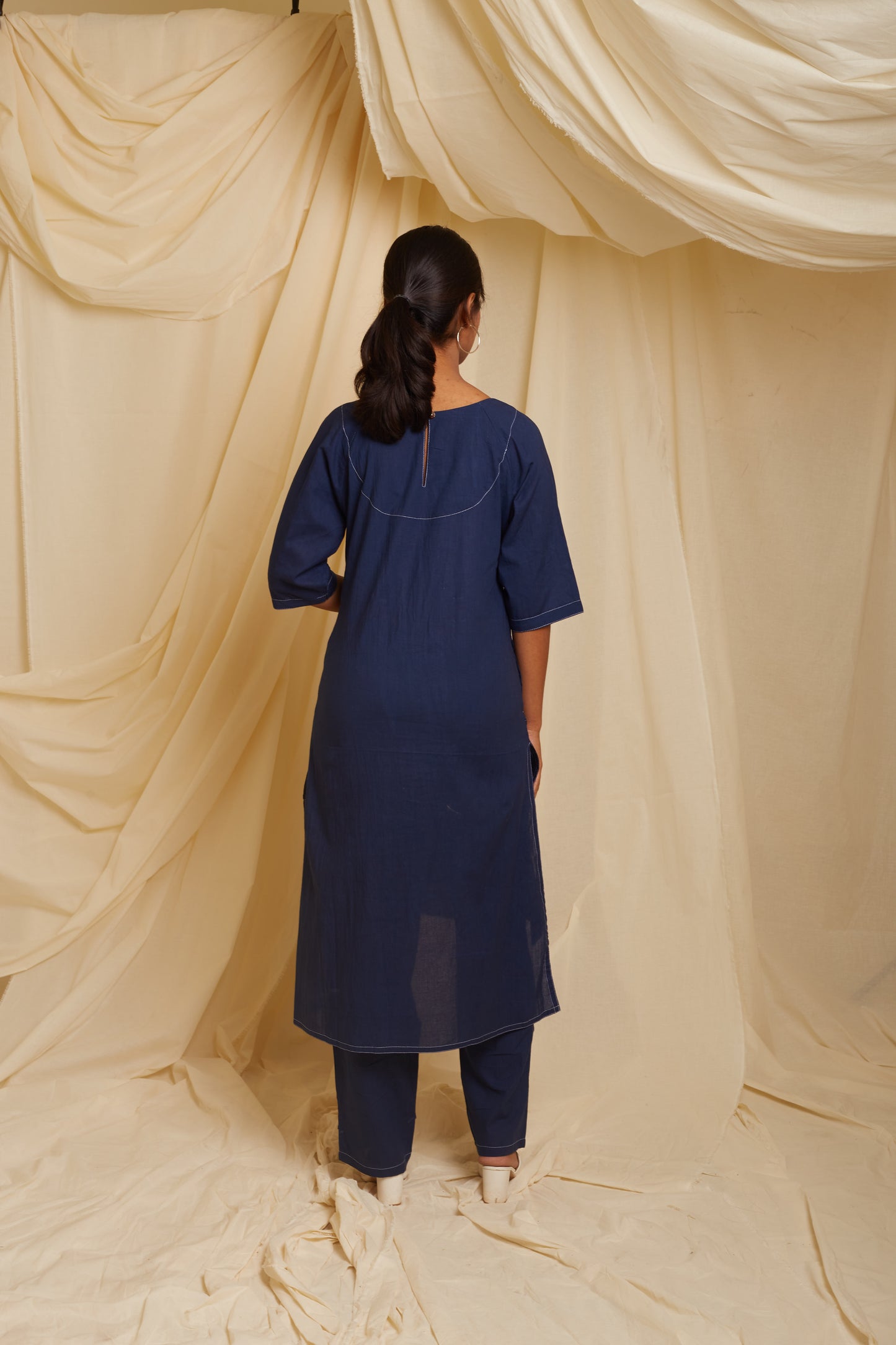 Crossroads Navy Wave Kurta Set