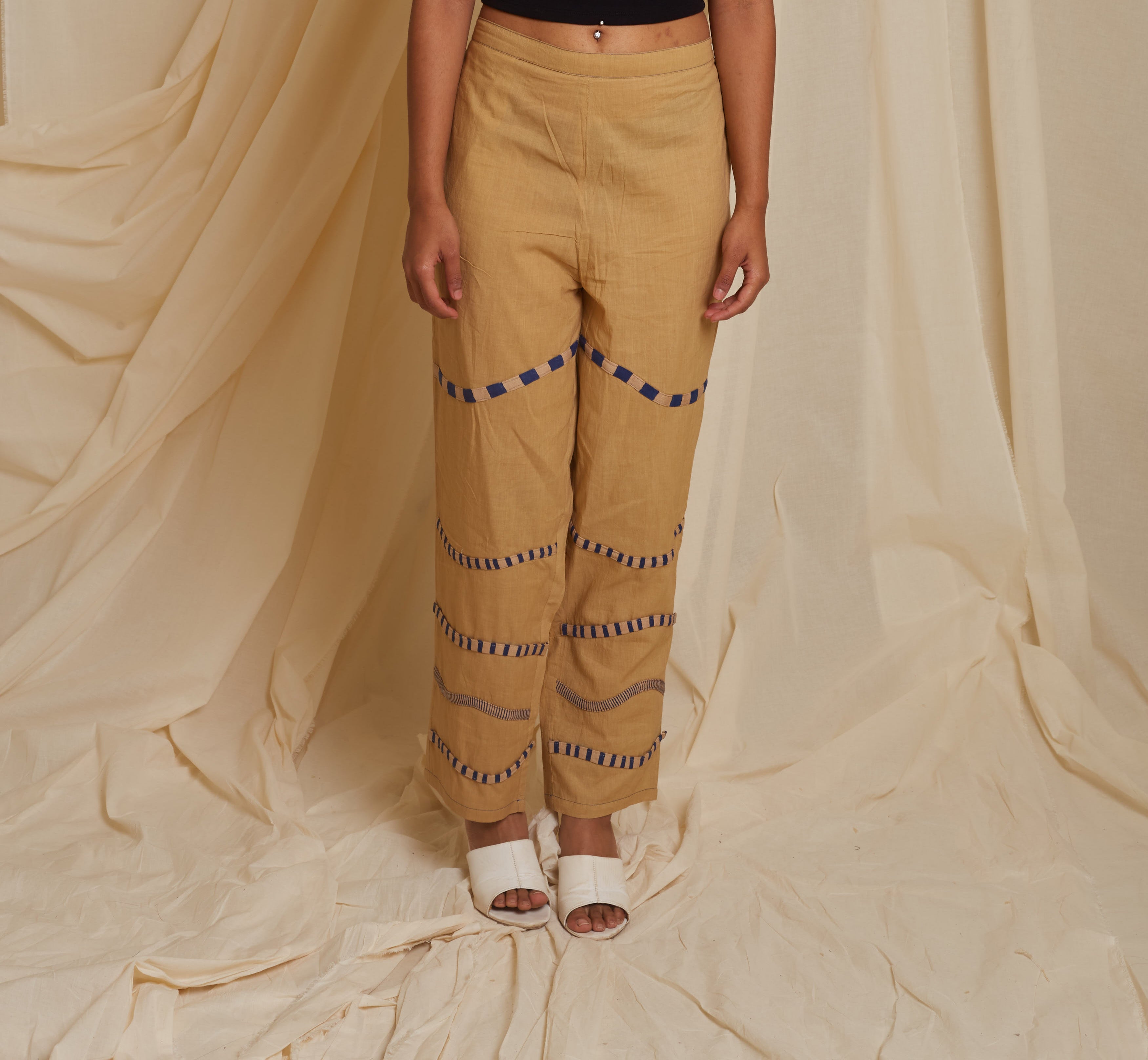 Crossroads Beige Wave Cotton Pant