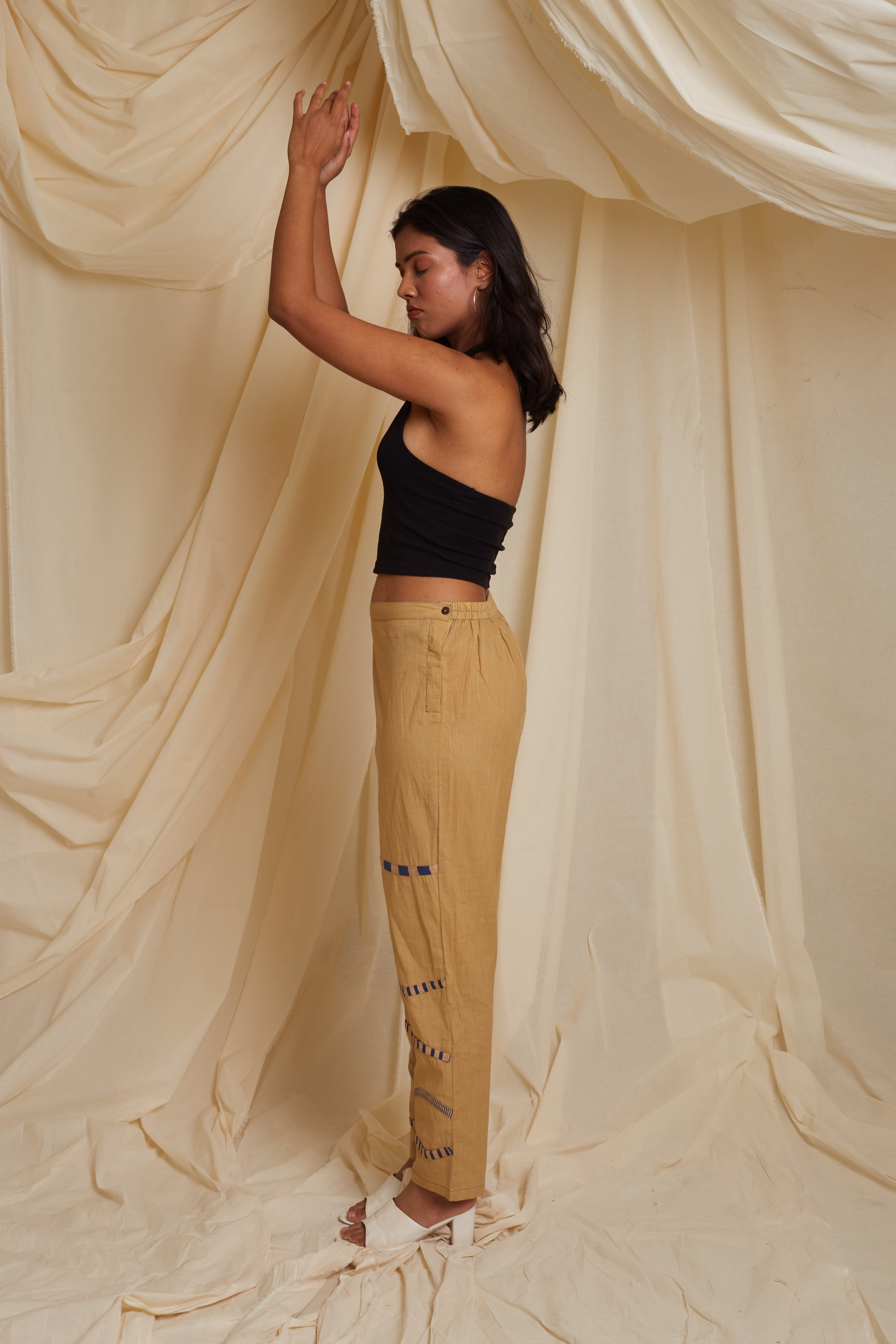 Crossroads Beige Wave Cotton Pant