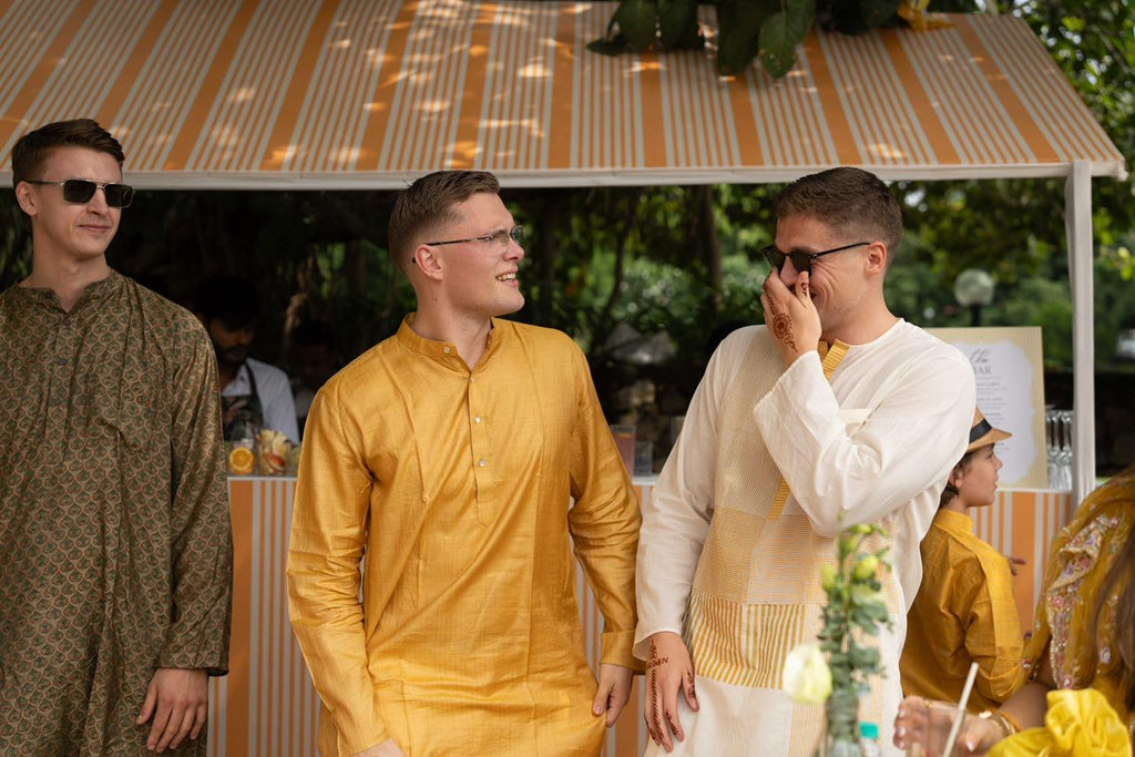 BANANA man Marigold Haldi Kurta (Set Of 3)