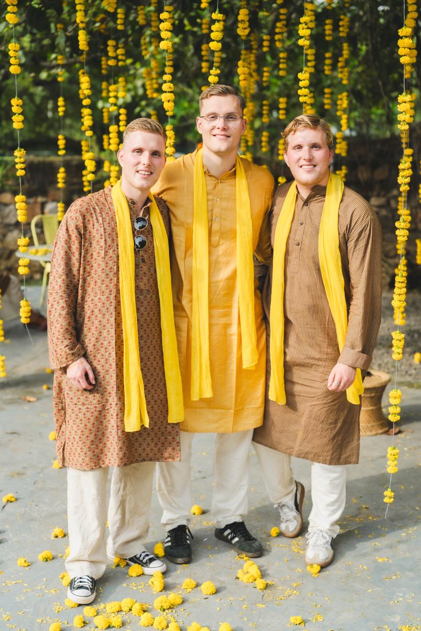 BANANA man Marigold Haldi Kurta (Set Of 3)