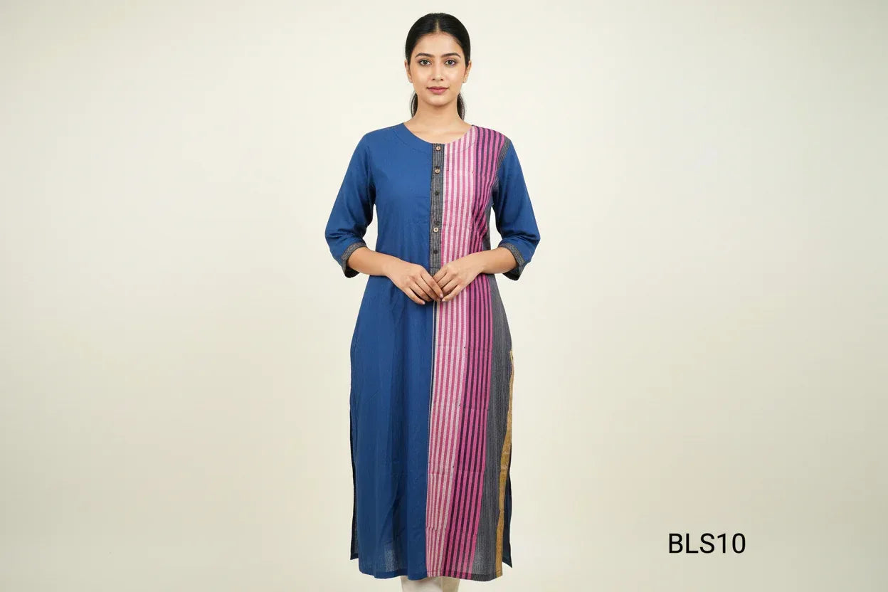 Navy Blue Kurta With Stripes I CLEARANCE SALE - BANANA labs
