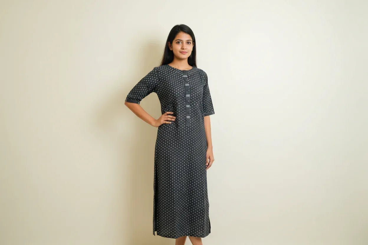 Black Polka Dot Kurta I CLEARANCE SALE - BANANA labs