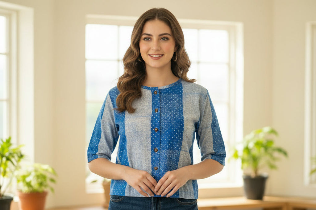 Blue Polka Top Blouse I CLEARANCE SALE